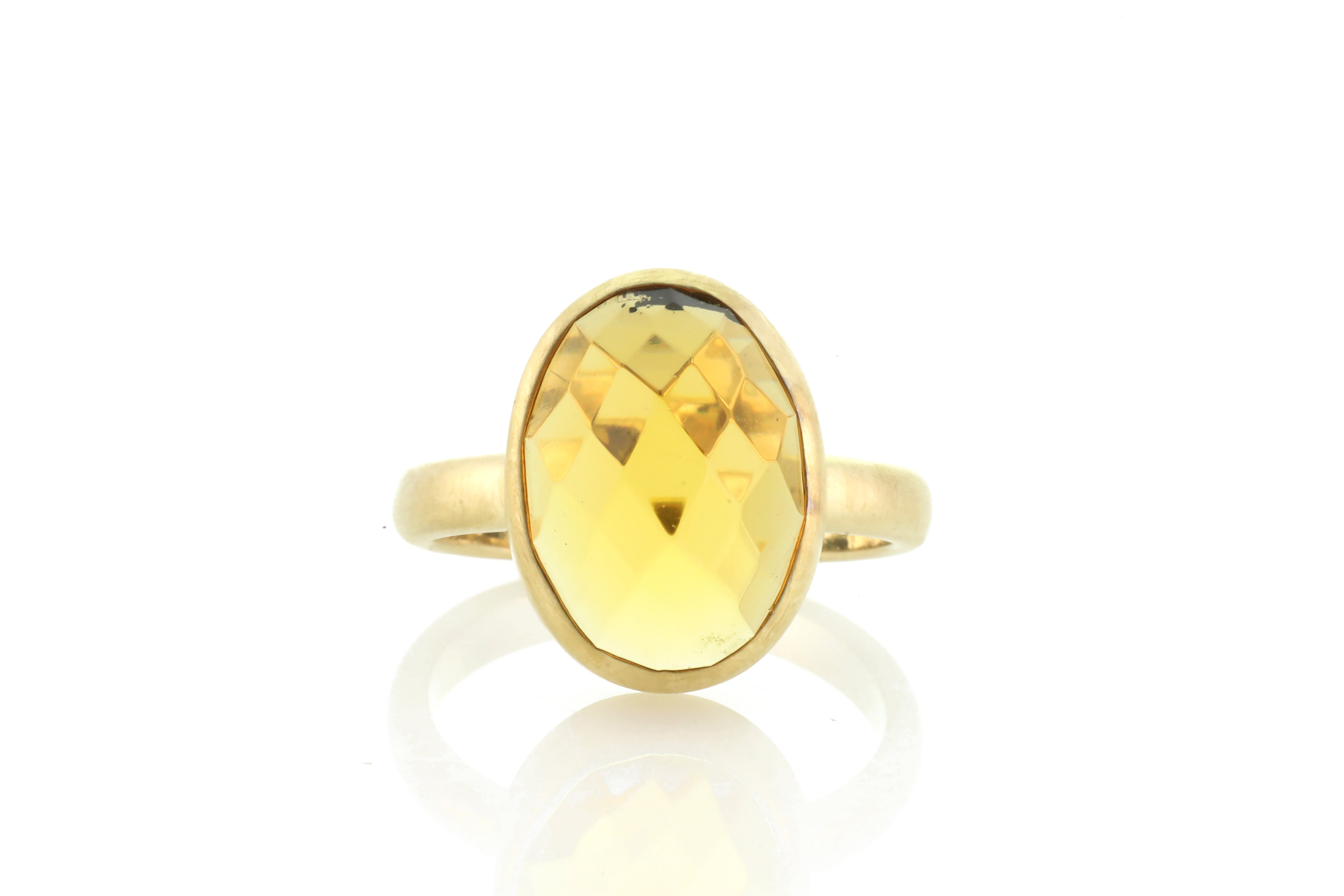 Elegant Gold Oval Citrine Bezel Ring Rings Anemone Limited