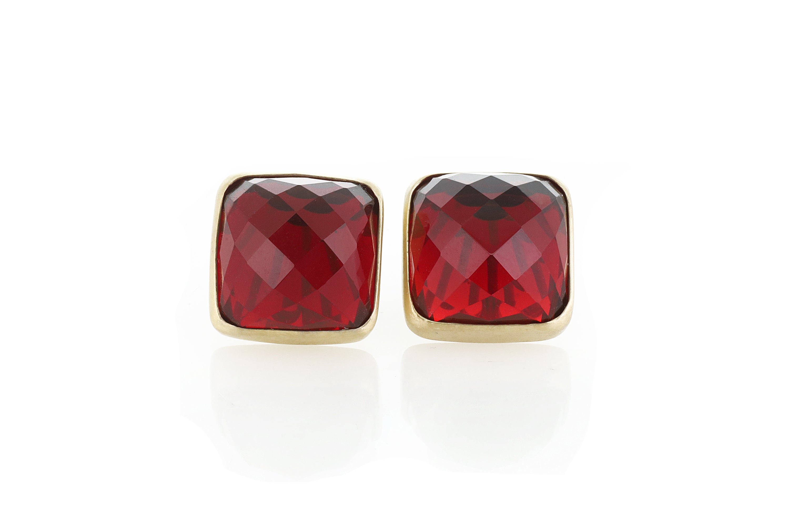 Square Garnet Earrings in 18k Gold Earrings Anemone Limited