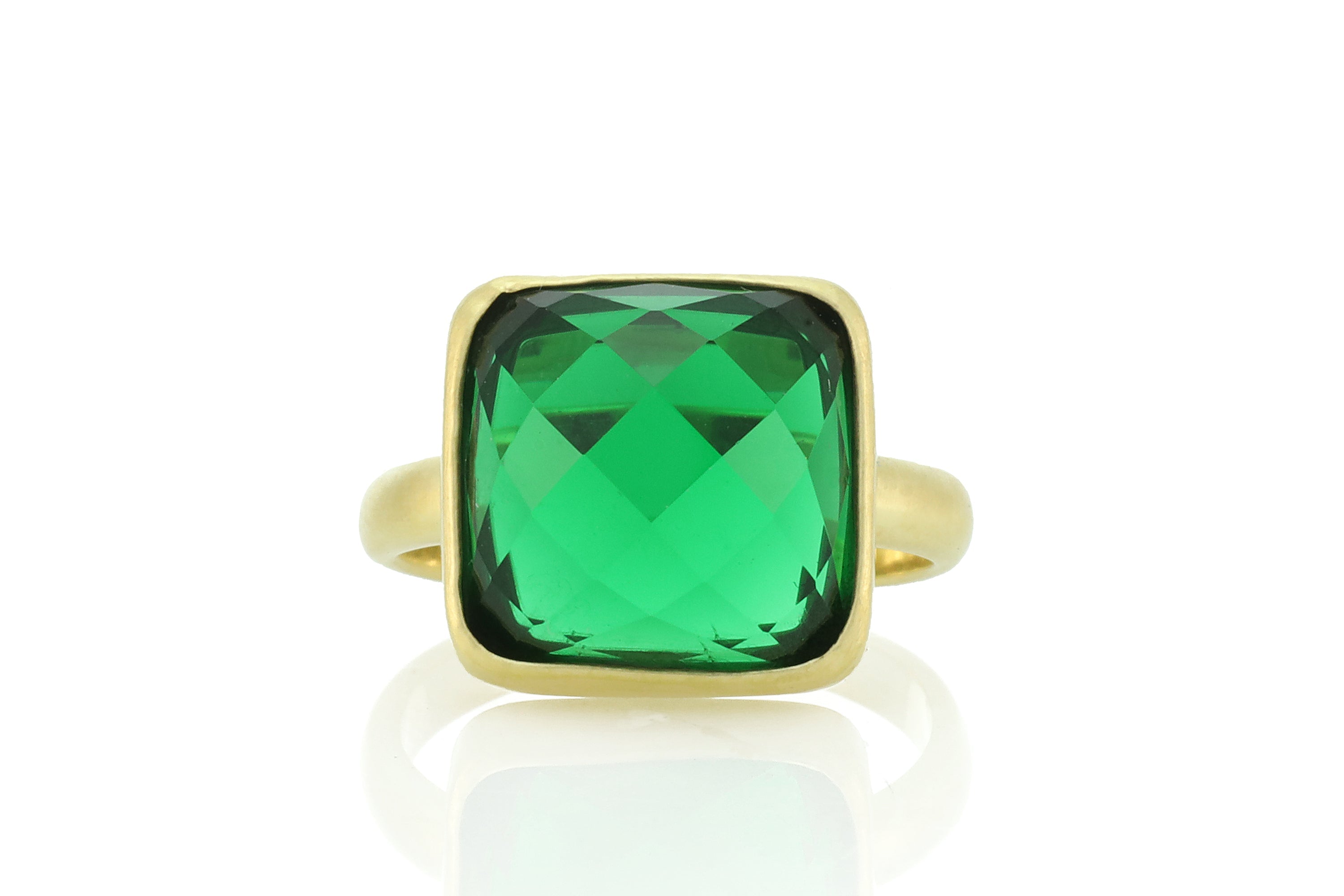 Square Bezel Emerald Gold Ring Rings Anemone Limited