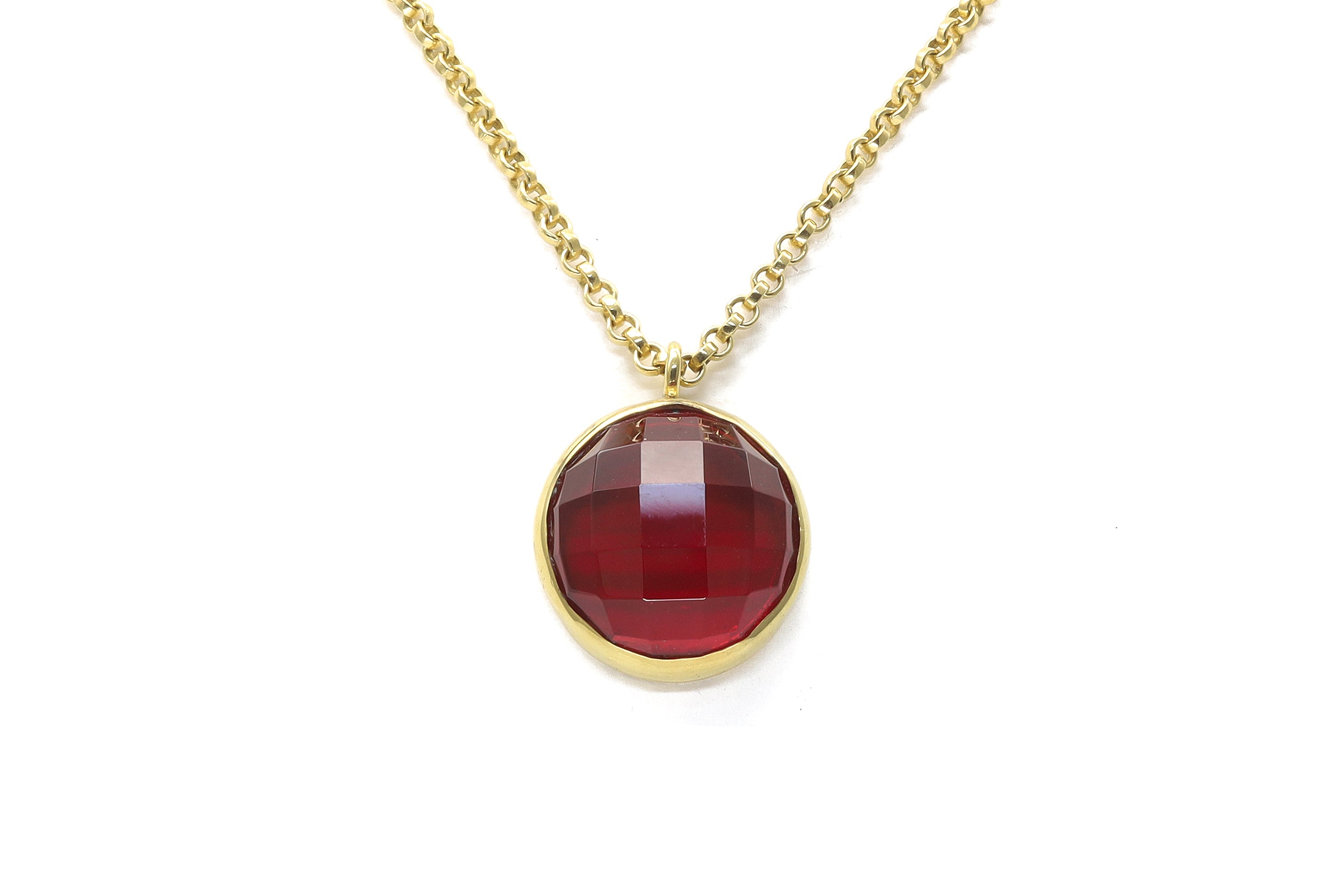 Vintage Inspired 14k Gold Ruby Bezel Set Necklace necklaces Anemone Limited