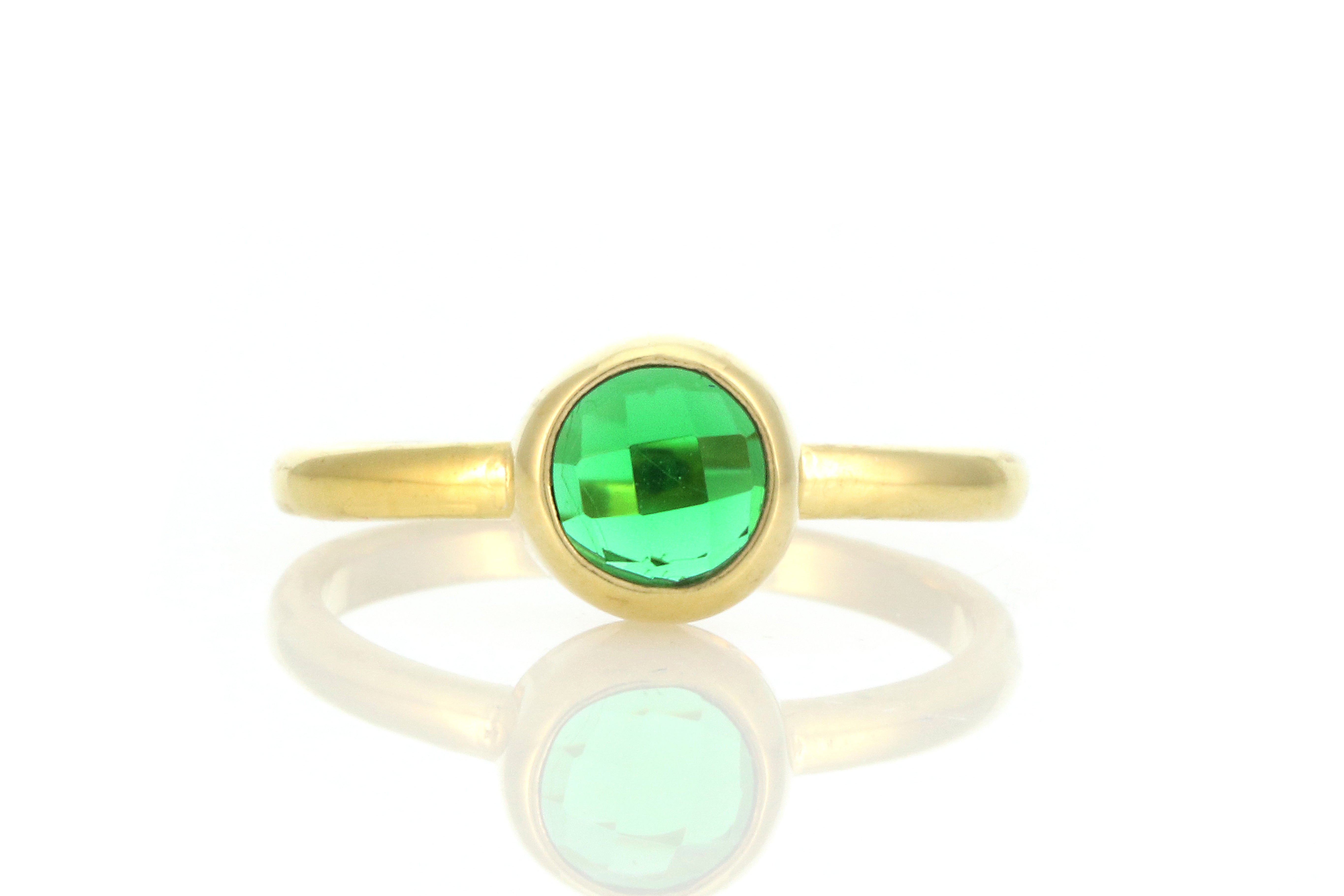 Delicate Round Cut Emerald Gold Ring Rings Anemone Limited
