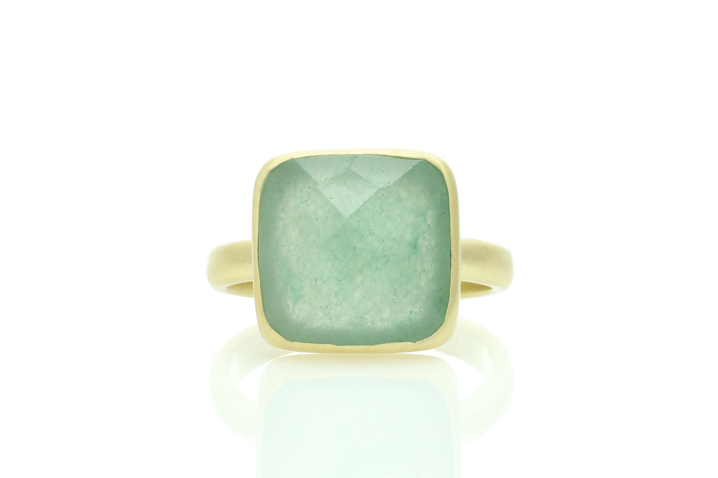 Green Aventurine Square Cut Gold Ring Rings Anemone Limited