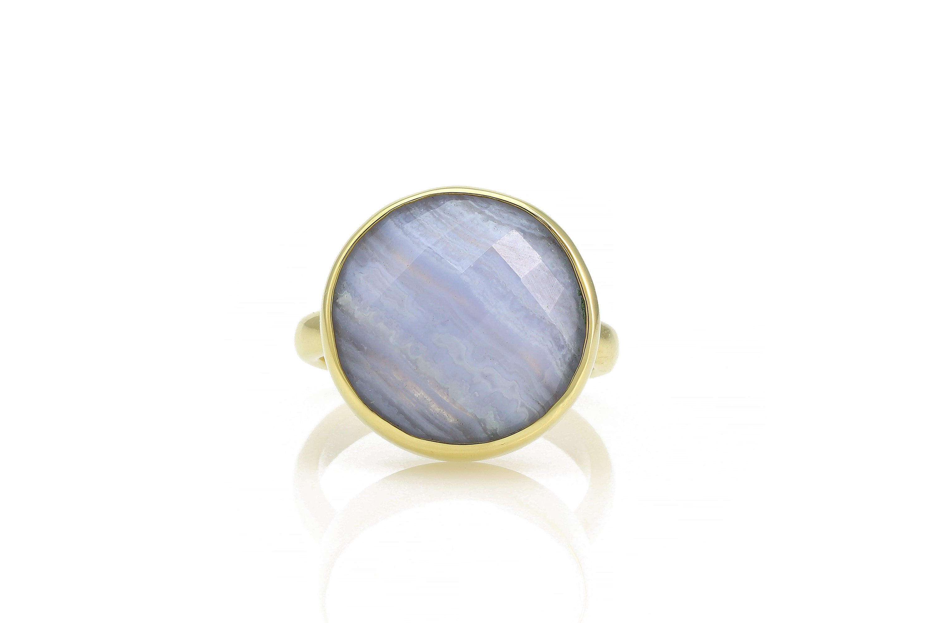 Unique Bezel Set Blue Lace Agate Ring in Gold Rings Anemone Limited
