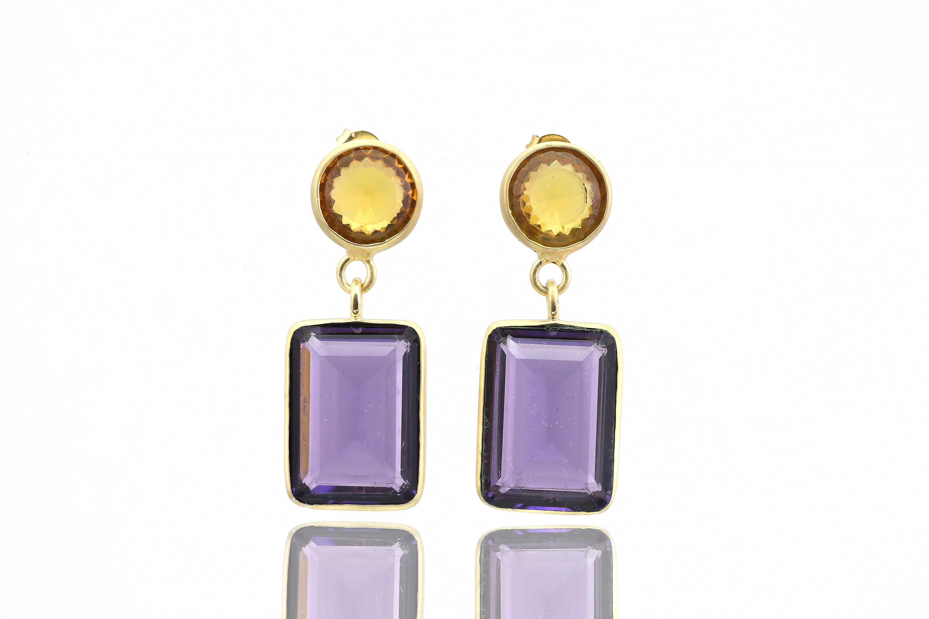 Citrine & Amethyst Multi-Stone 18k Gold Earrings Earrings Anemone Limited