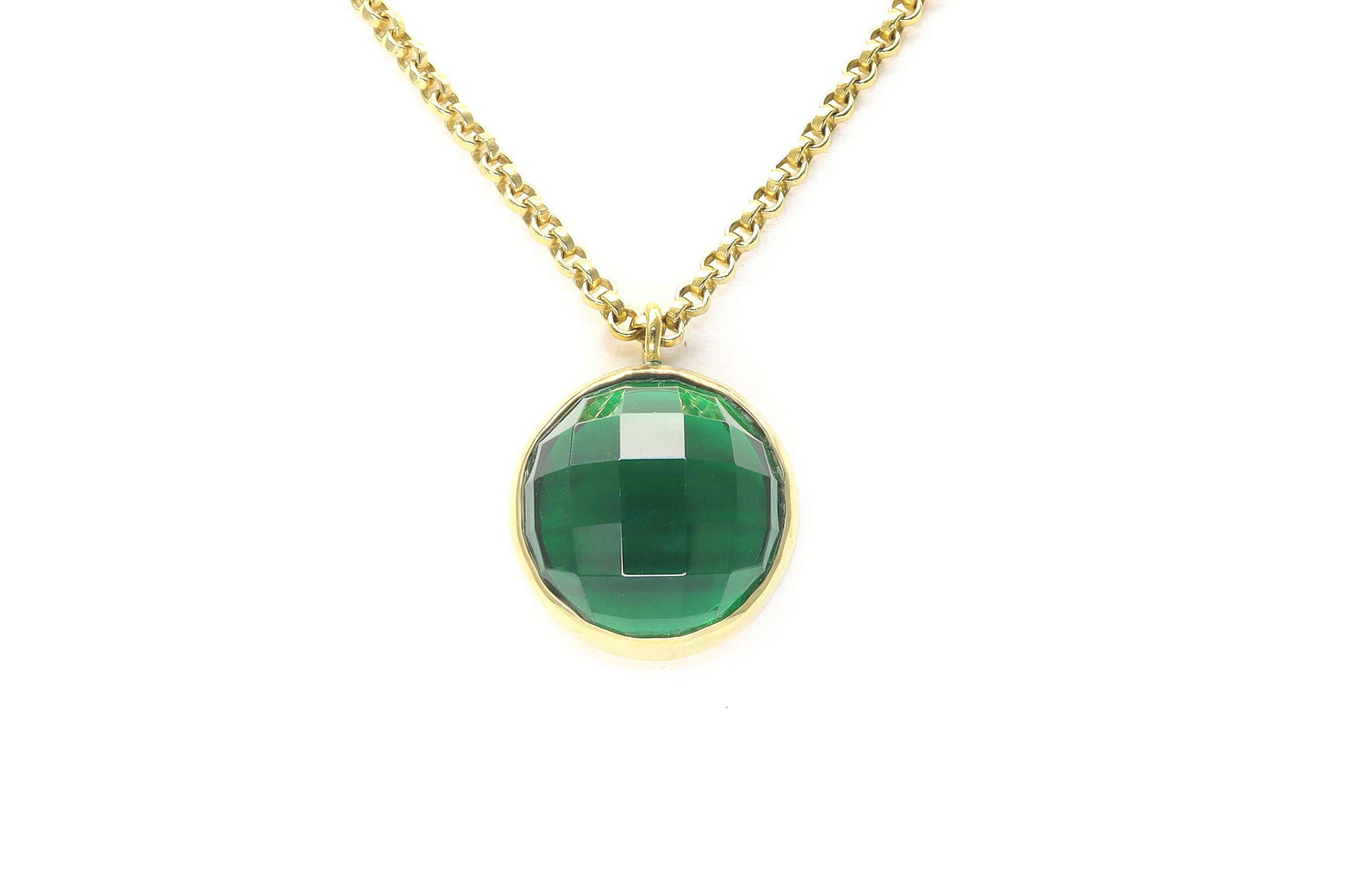 Bezel Set Gold Emerald Pendant Necklace necklaces Anemone Limited