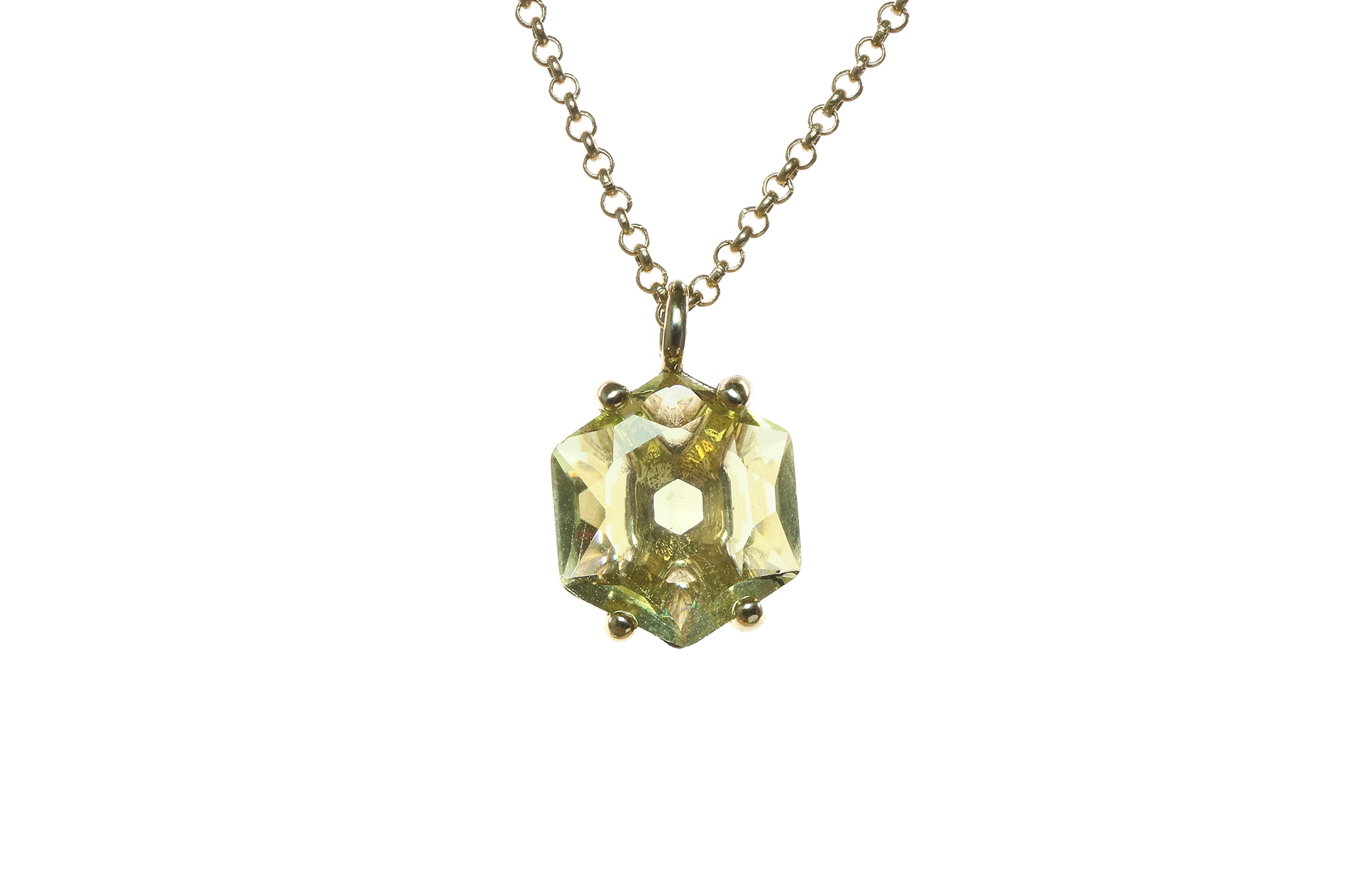 Brilliant Lemon Quartz Gold Pendant Necklace necklaces Anemone Unique