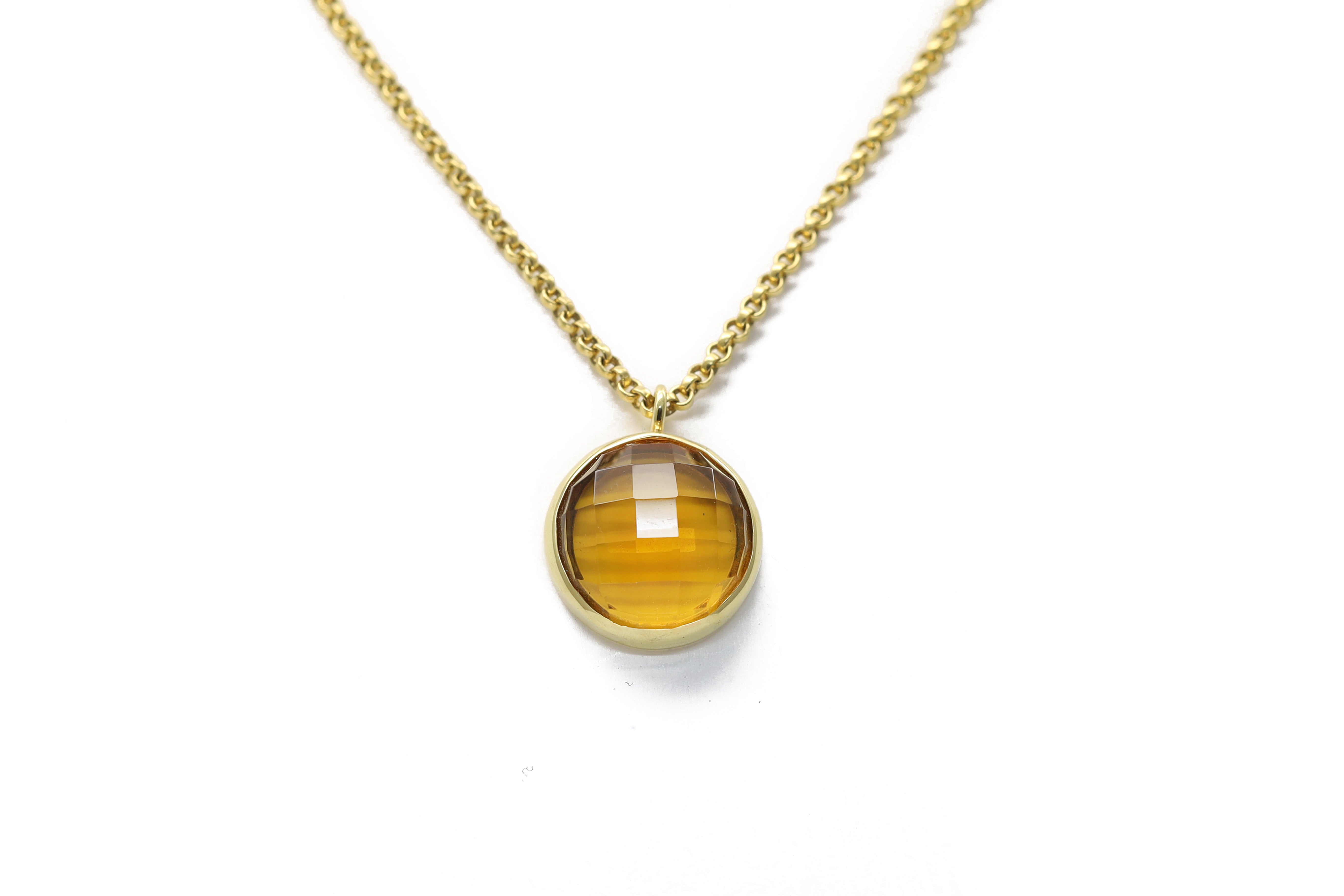14k Gold Citrine Pendant Bezel Set Necklace necklaces Anemone Limited