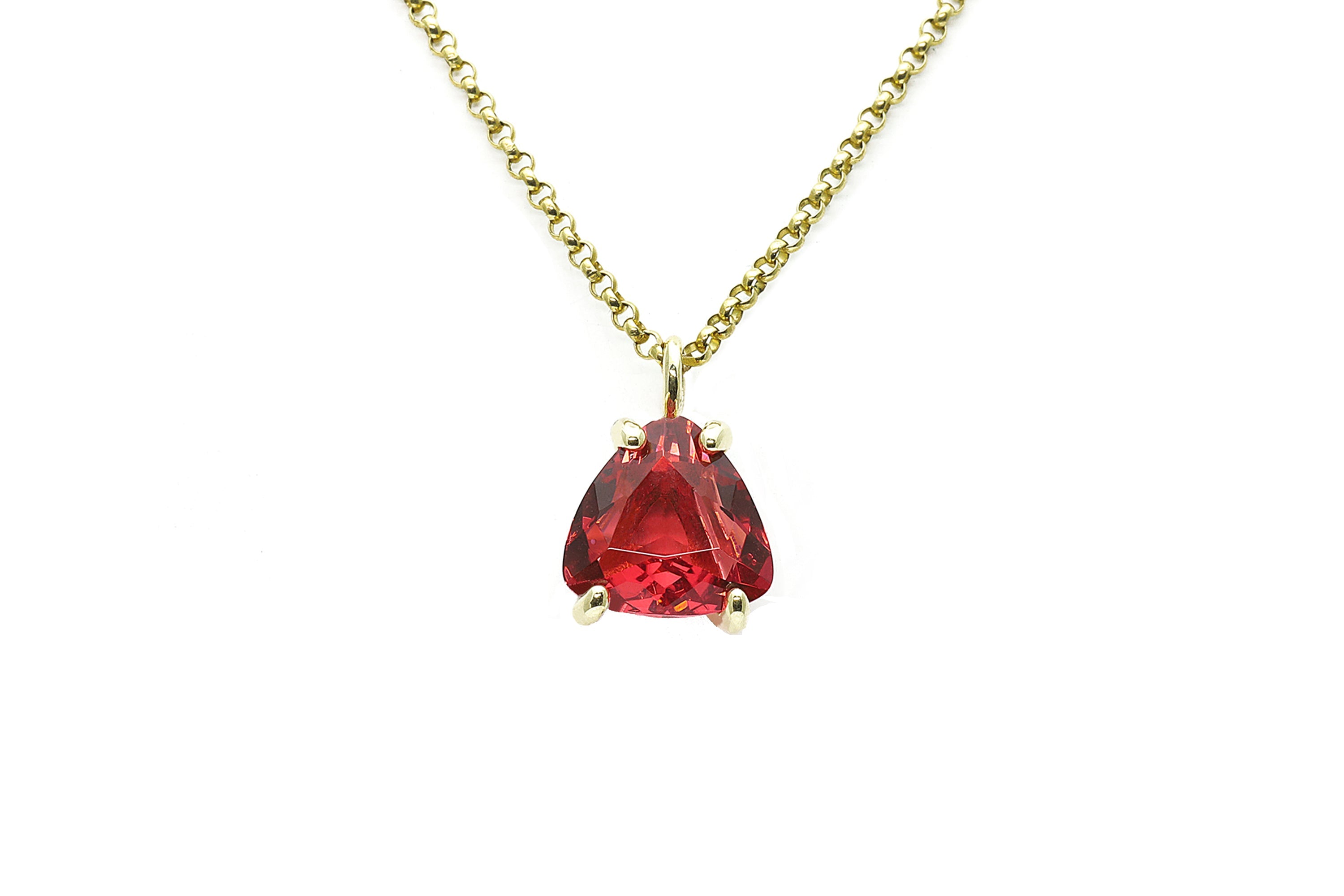 Pink Tourmaline Trillion Pendant Gold Necklace necklaces Anemone Unique