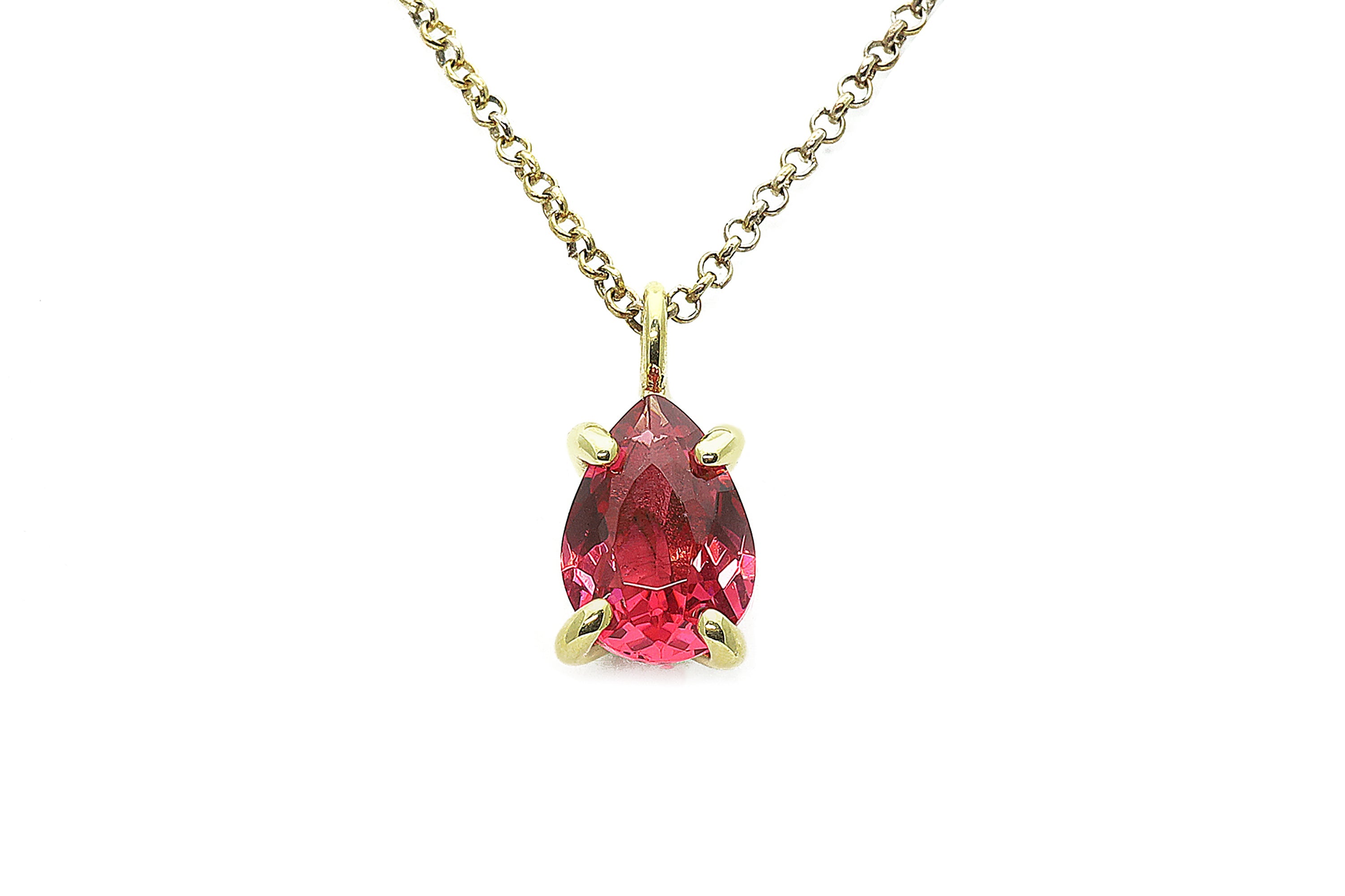 Pear Cut Pink Tourmaline Pendant Gold Necklace necklaces Anemone Unique