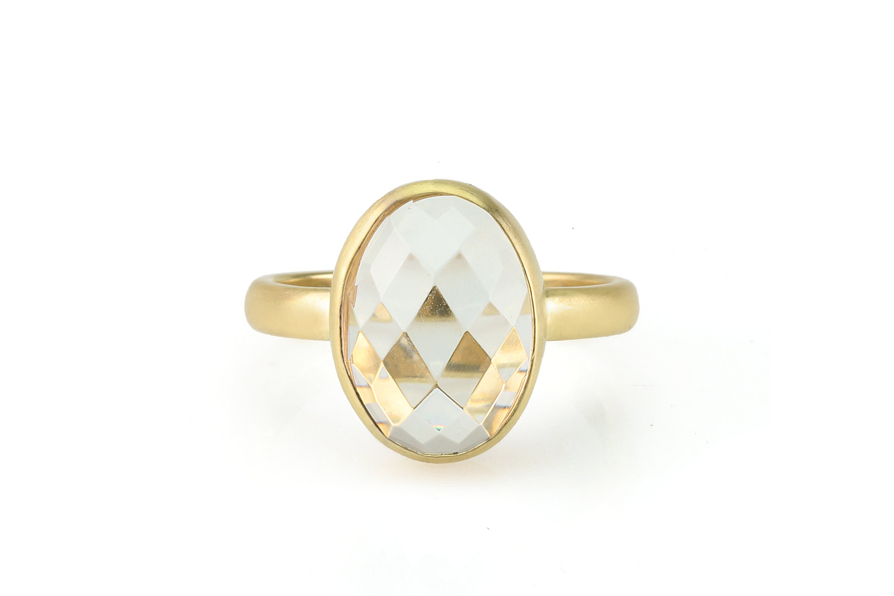 Crystal Quartz Oval Gemstone Gold Ring Rings Anemone Limited