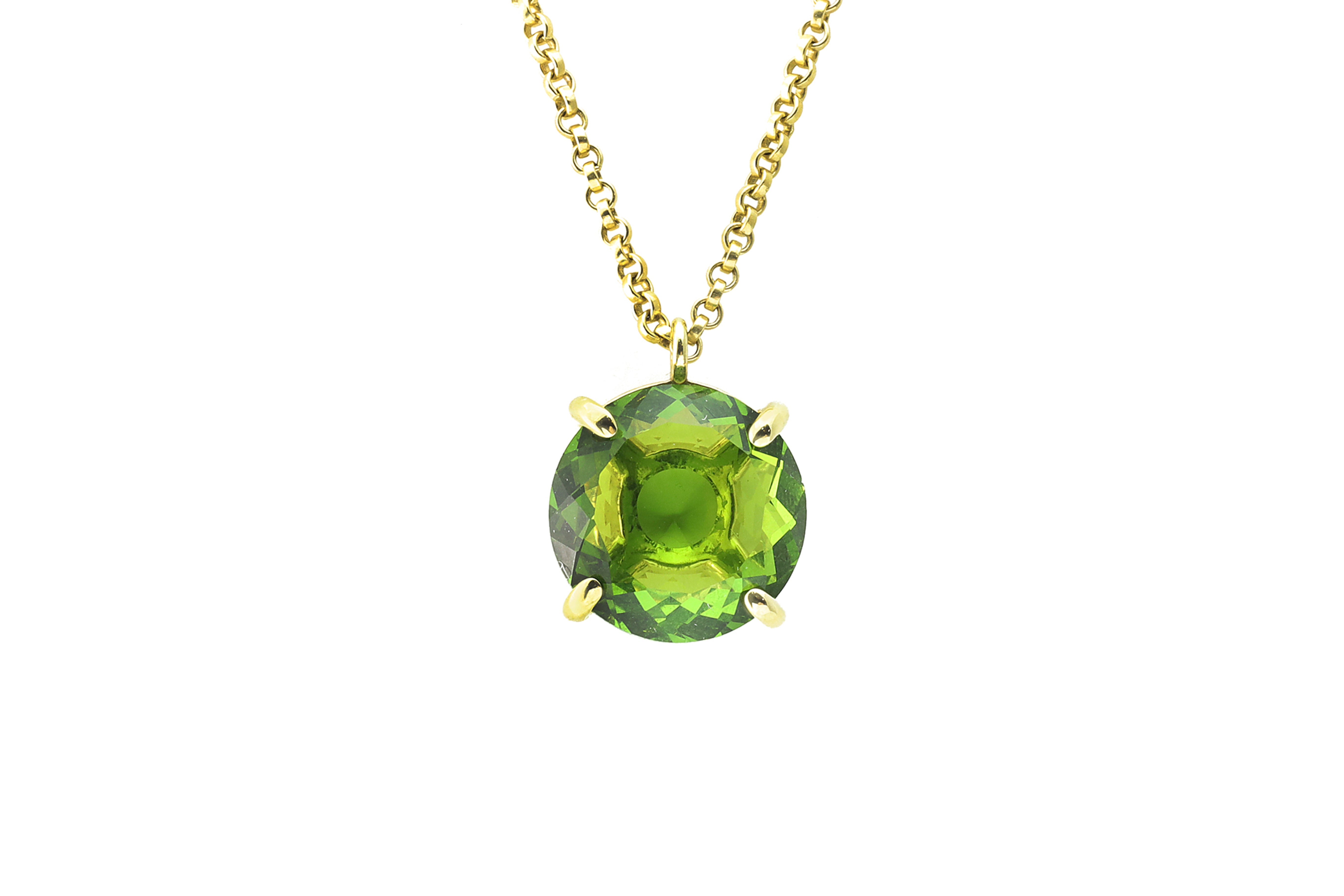 Elegant Peridot Gold Pendant Necklace necklaces Anemone Jewelry