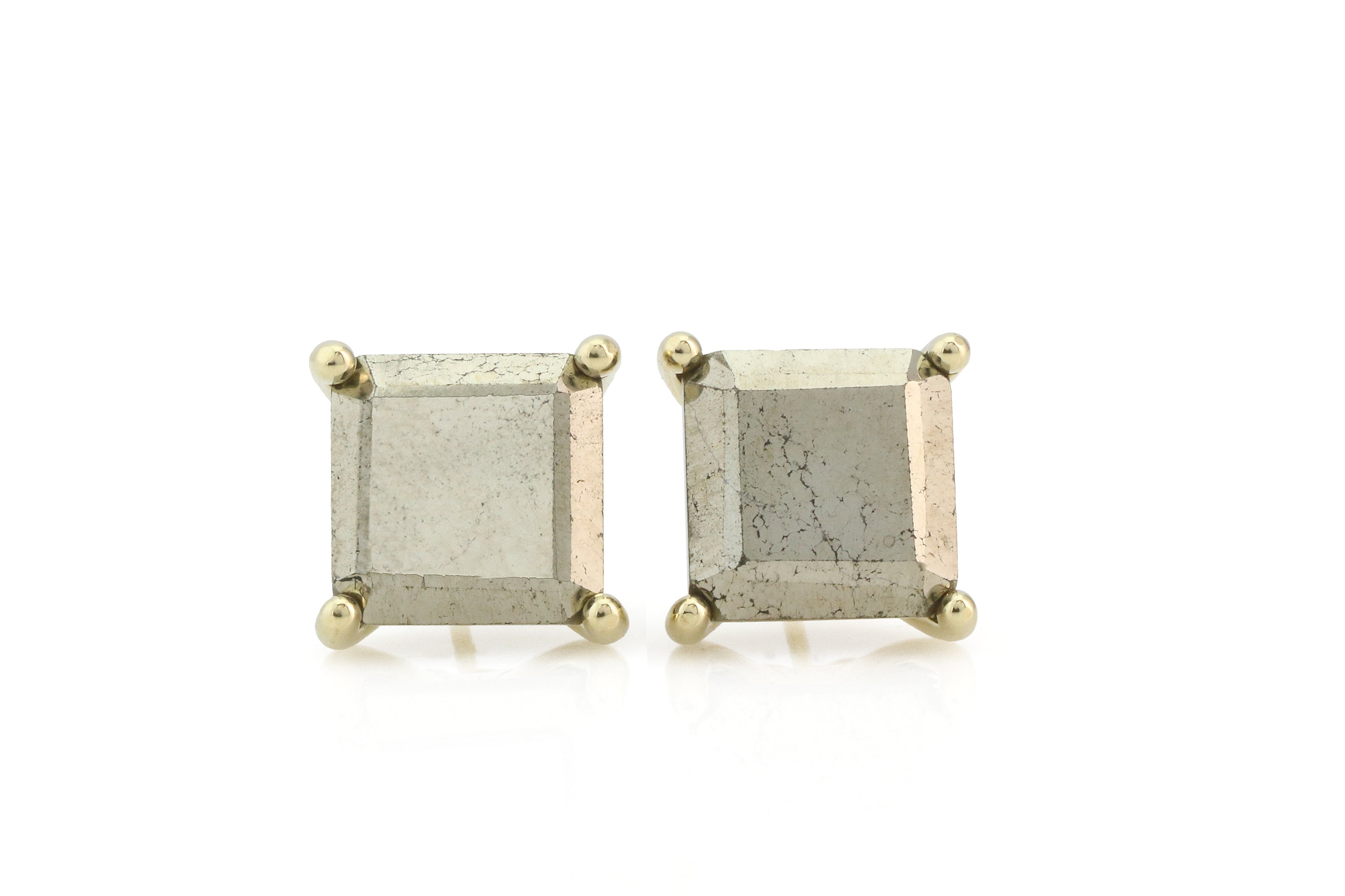Square Pyrite Stone Gold Earrings Earrings Anemone Unique