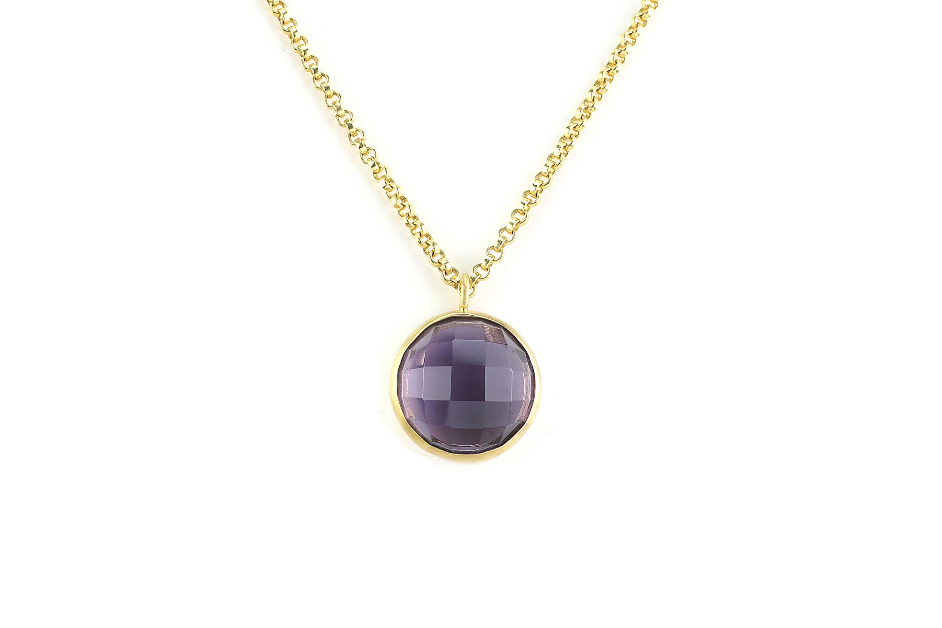 Classic Bezel Set Amethyst Pendant Necklace necklaces Anemone Limited