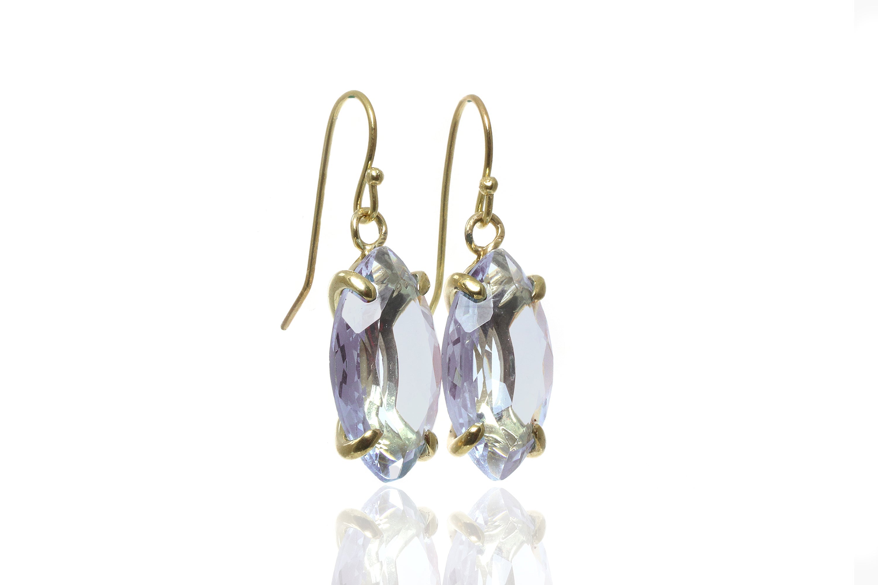 Statement Long Drop Gold Tanzanite Earrings Earrings Anemone Jewelry