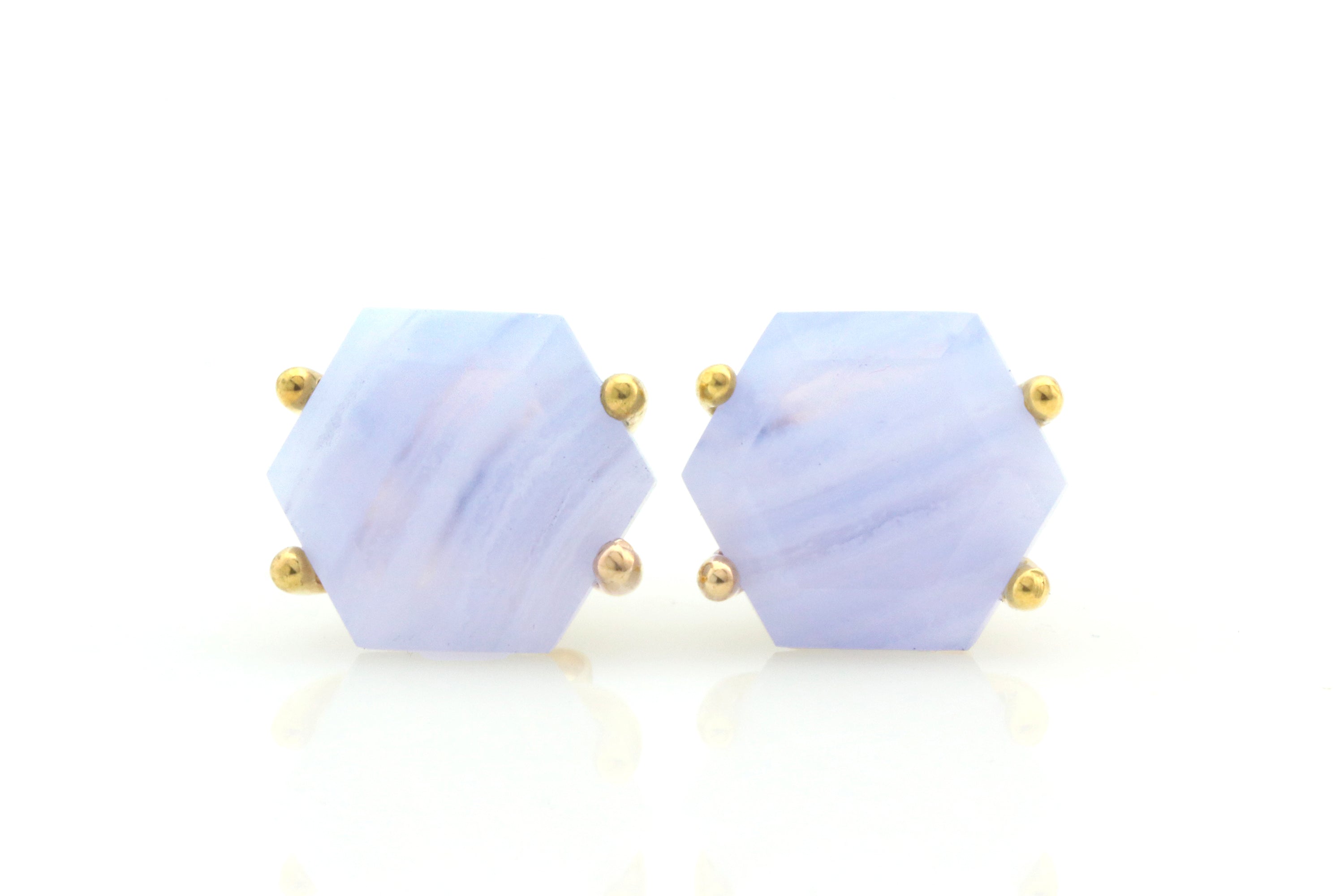 Lovely Blue Lace Agate Gold Earrings Earrings Anemone Unique