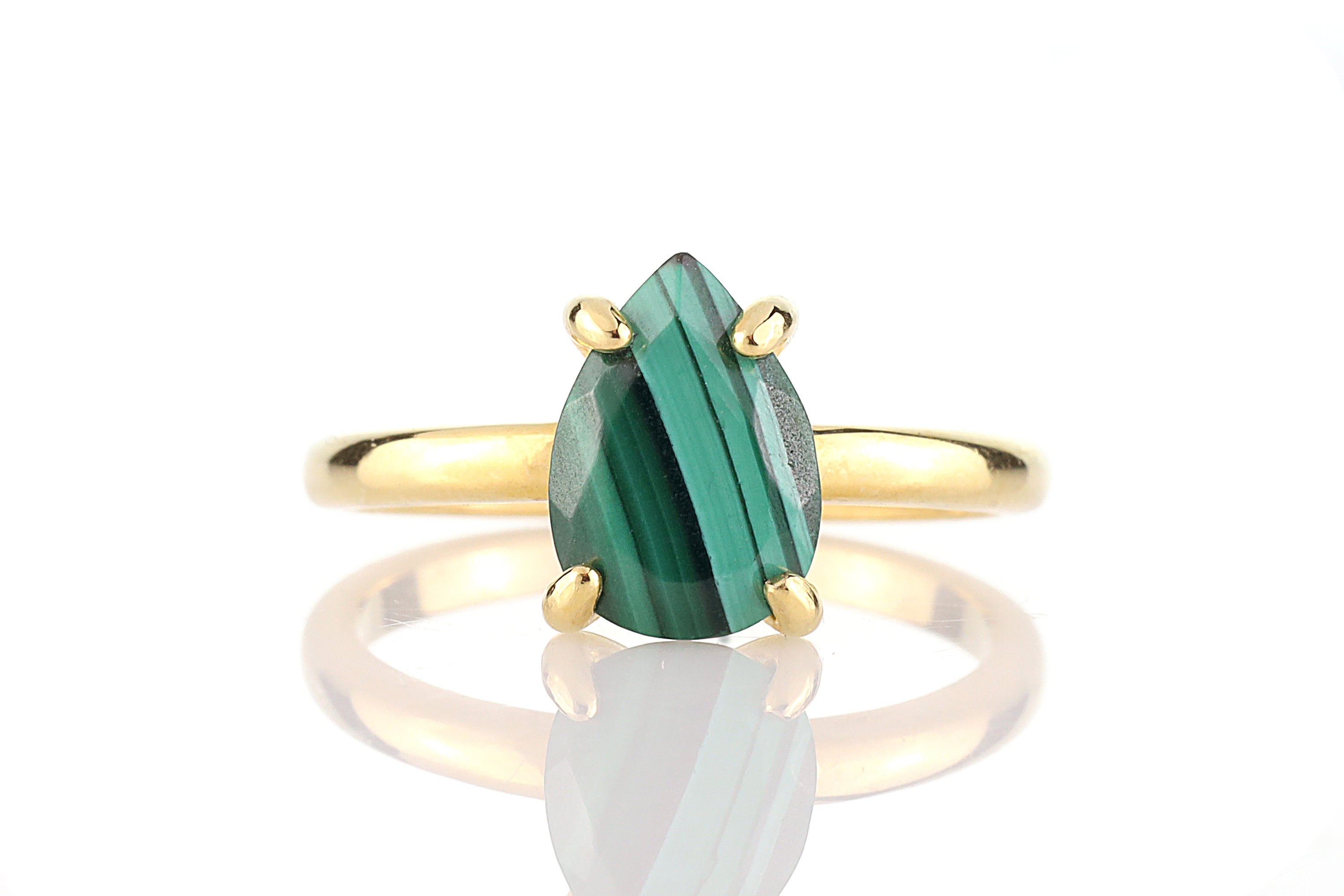 Fab Malachite Ring in Custom Gold Band Rings Anemone Unique