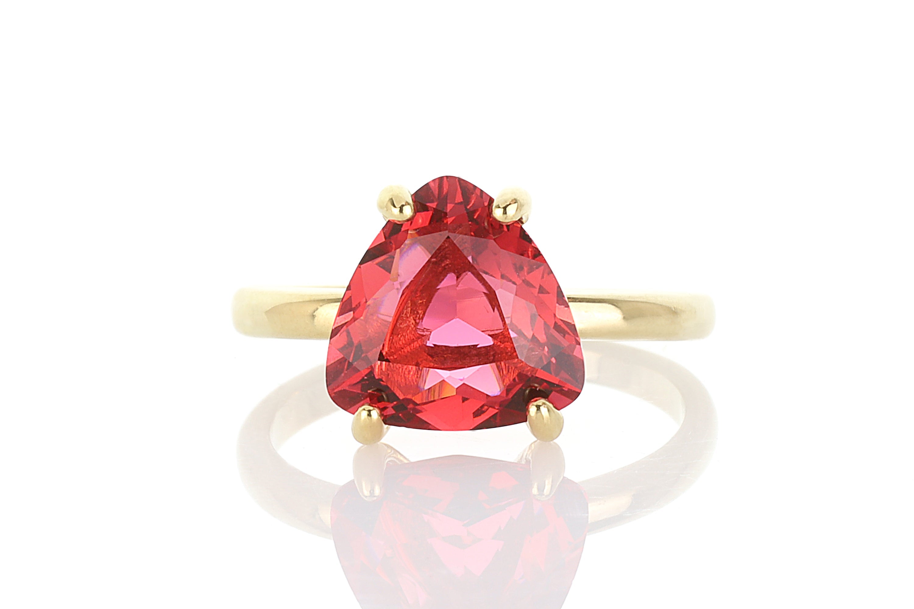 Trillion Cut Pink Tourmaline Gold Ring Rings Anemone Unique