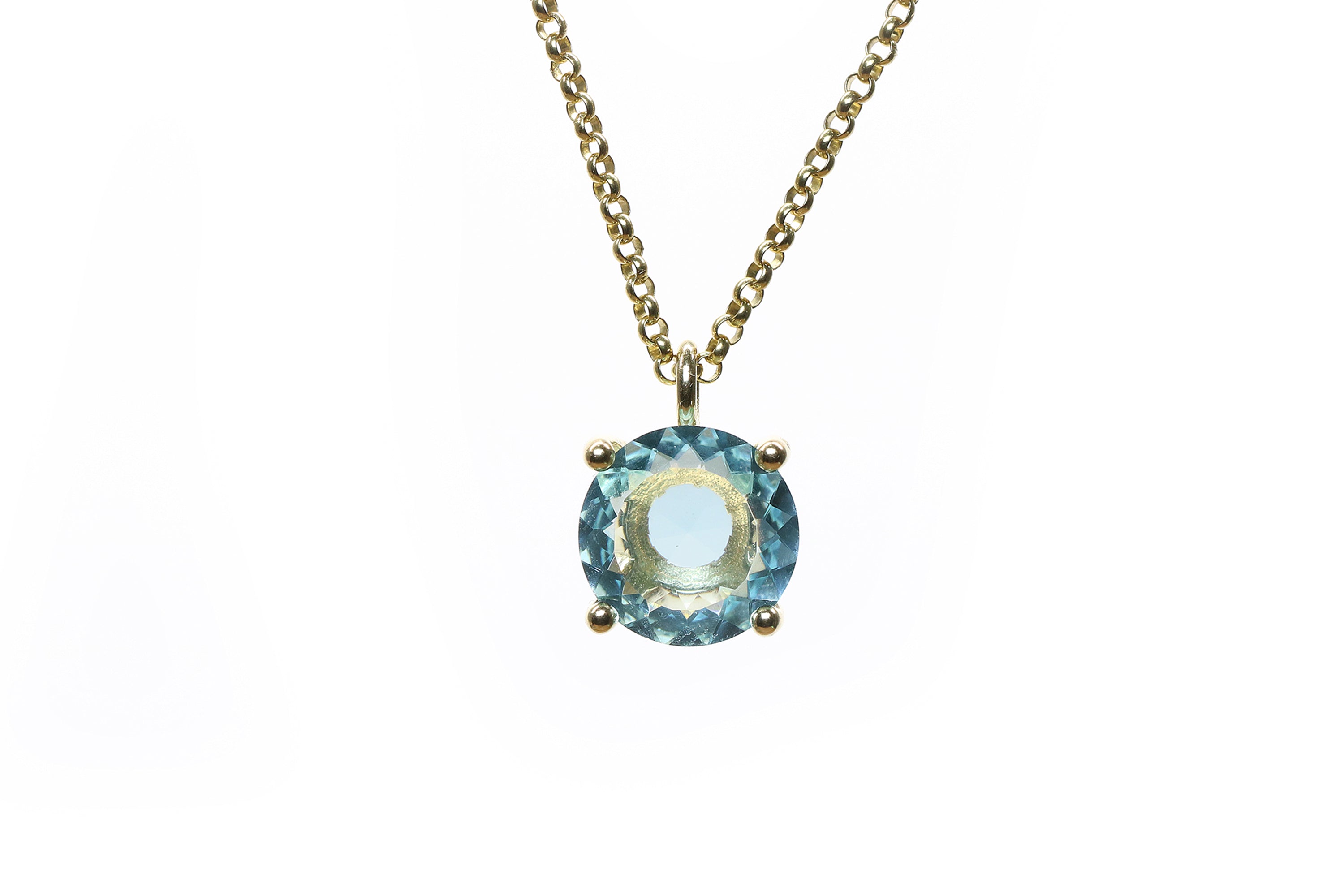 Lovely Blue Topaz Gold Pendant Necklace necklaces Anemone Unique