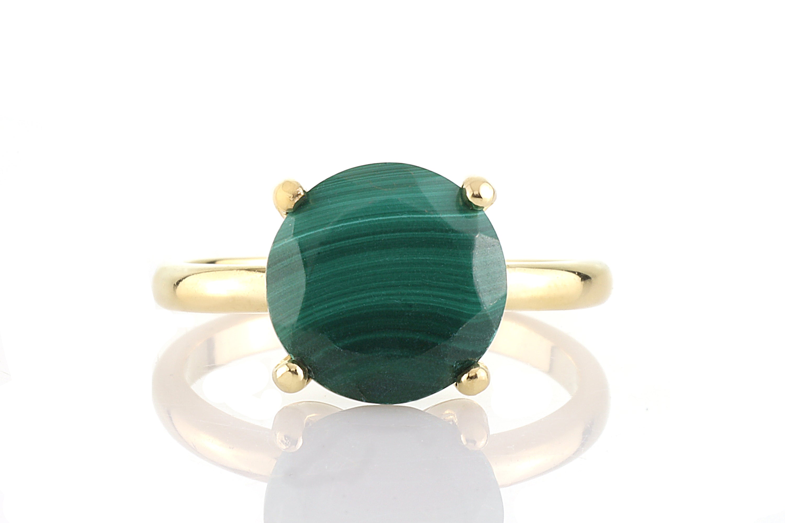 Stunning Round Malachite Gold Filled Ring Rings Anemone Unique