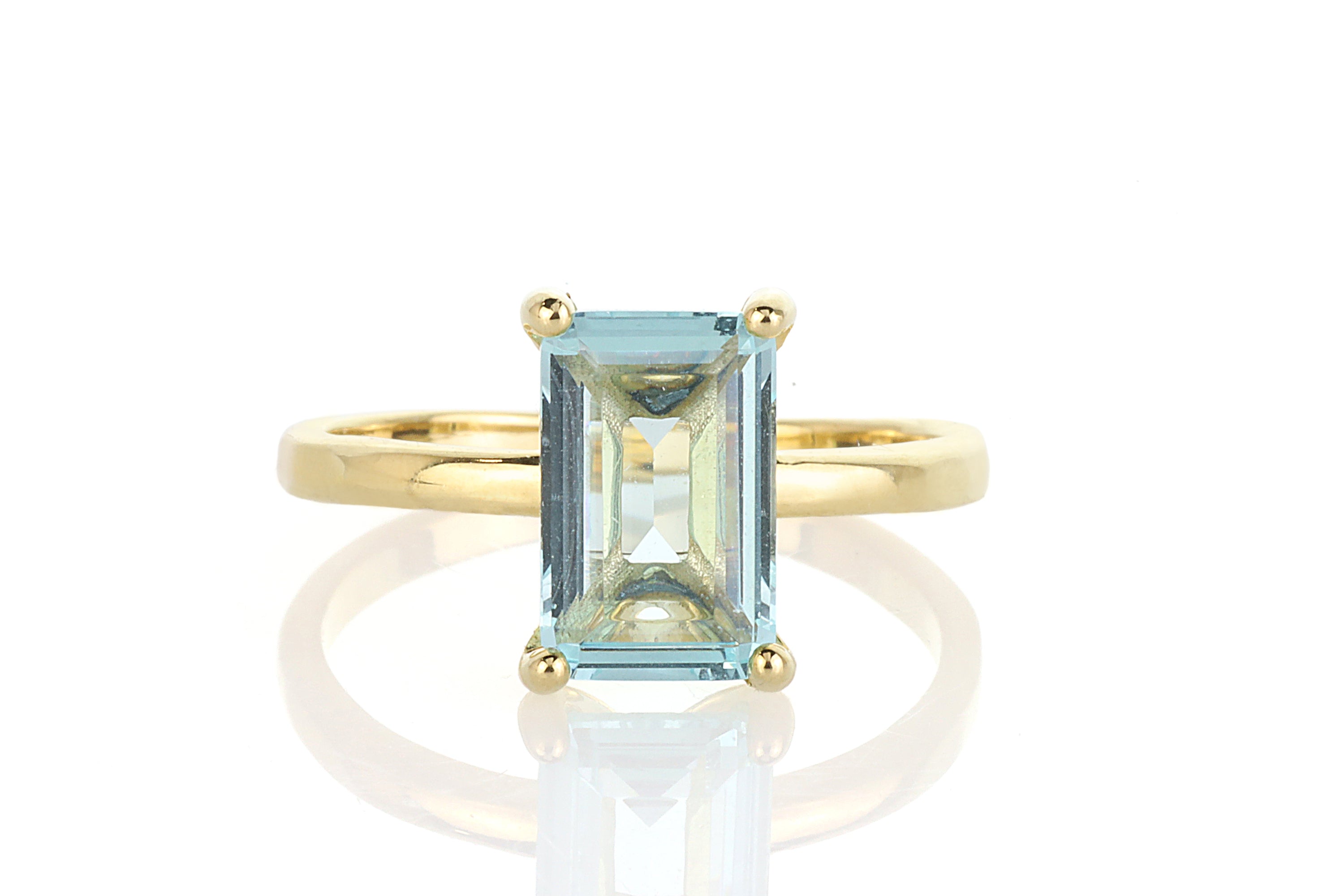 Blue Topaz Rectangle Gemstone Gold Ring Rings Anemone Unique