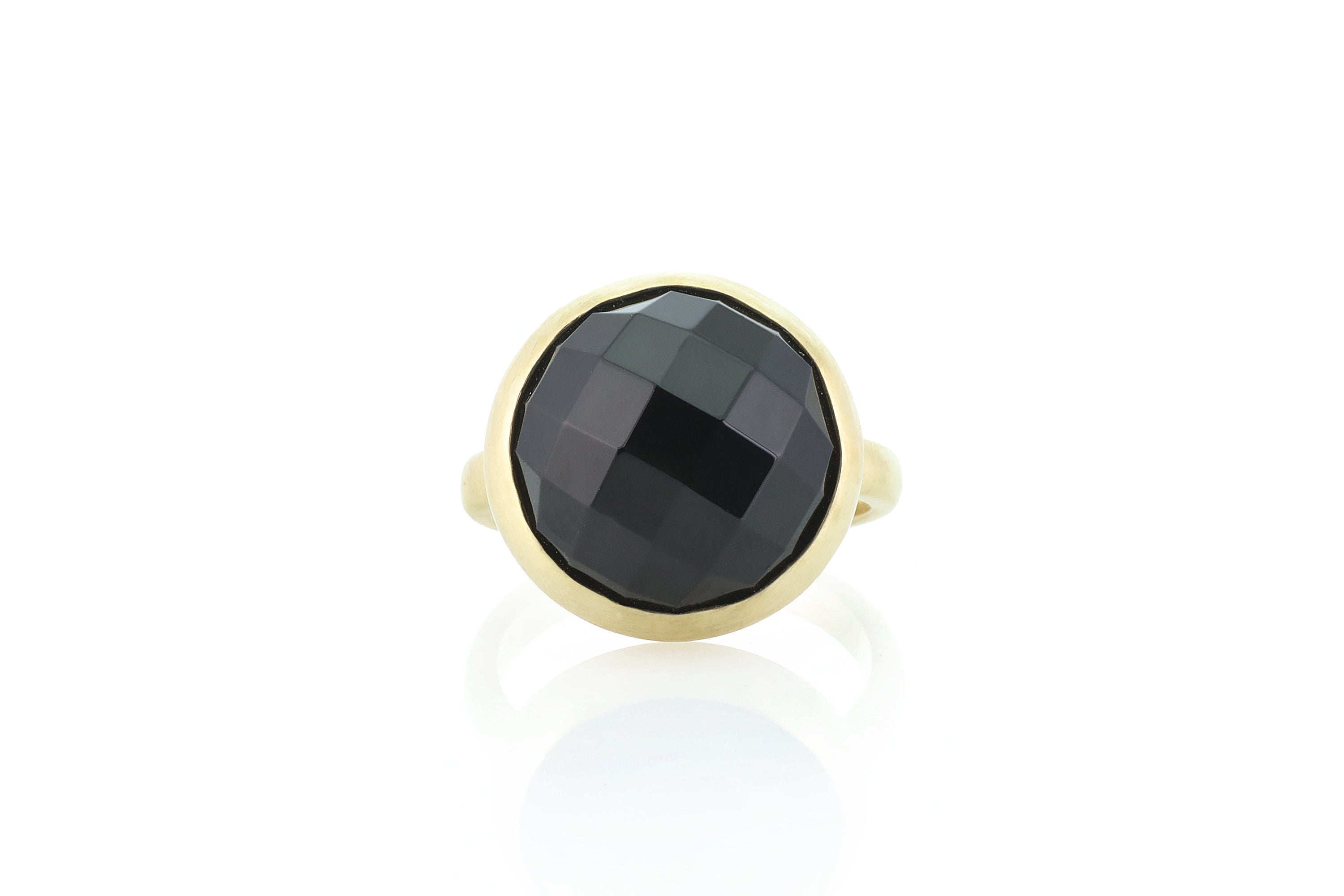Black Onyx Bezel Gold Statement Ring Rings Anemone Limited