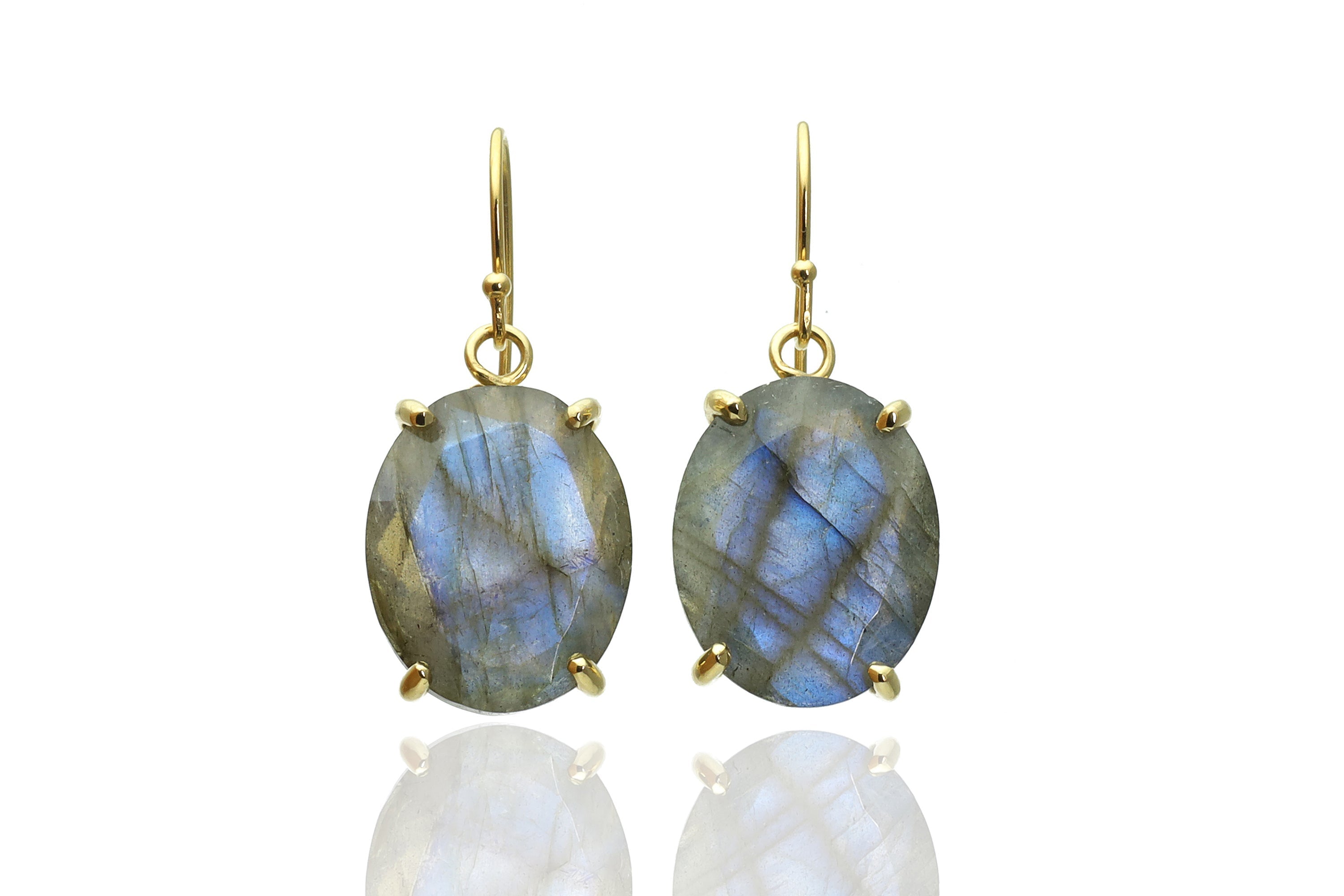 Faceted Oval Labradorite Gold Filled Earrings Earrings Anemone Jewelry