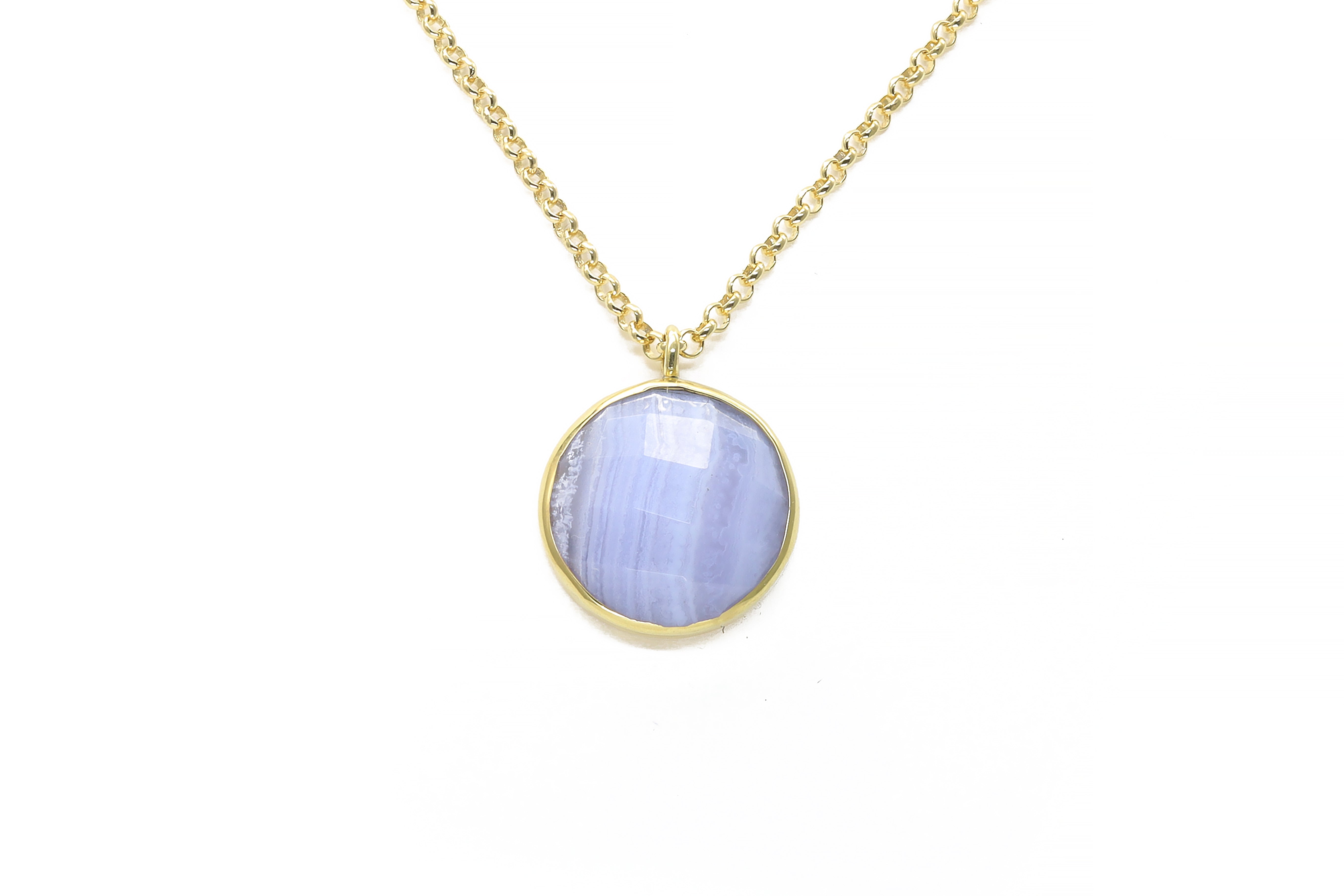 Gold Extra Long Lace Agate Bezel Pendant Necklace necklaces Anemone Limited