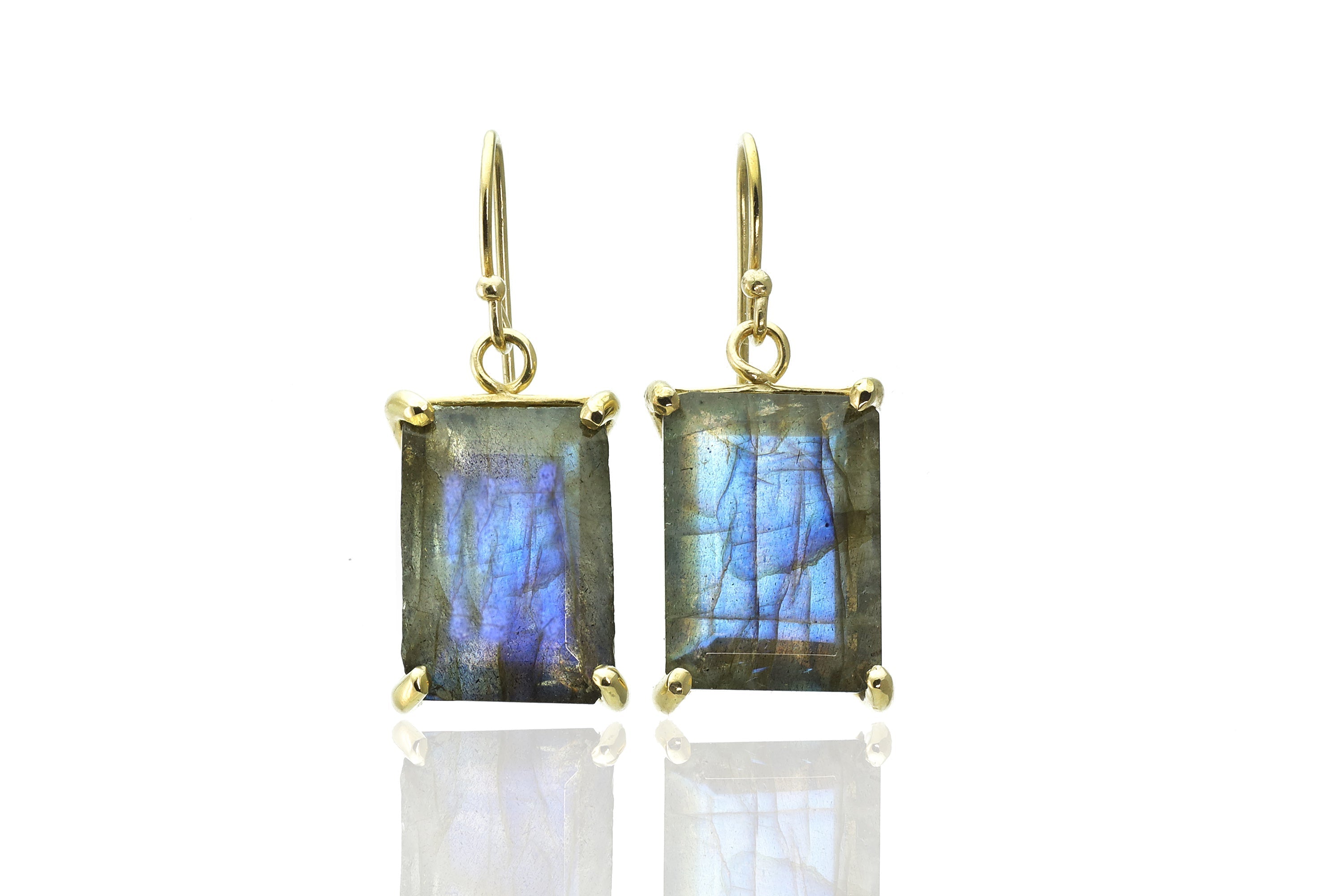 Sterling Silver Bridal Long Labradorite Dangle Earrings Earrings Anemone Jewelry