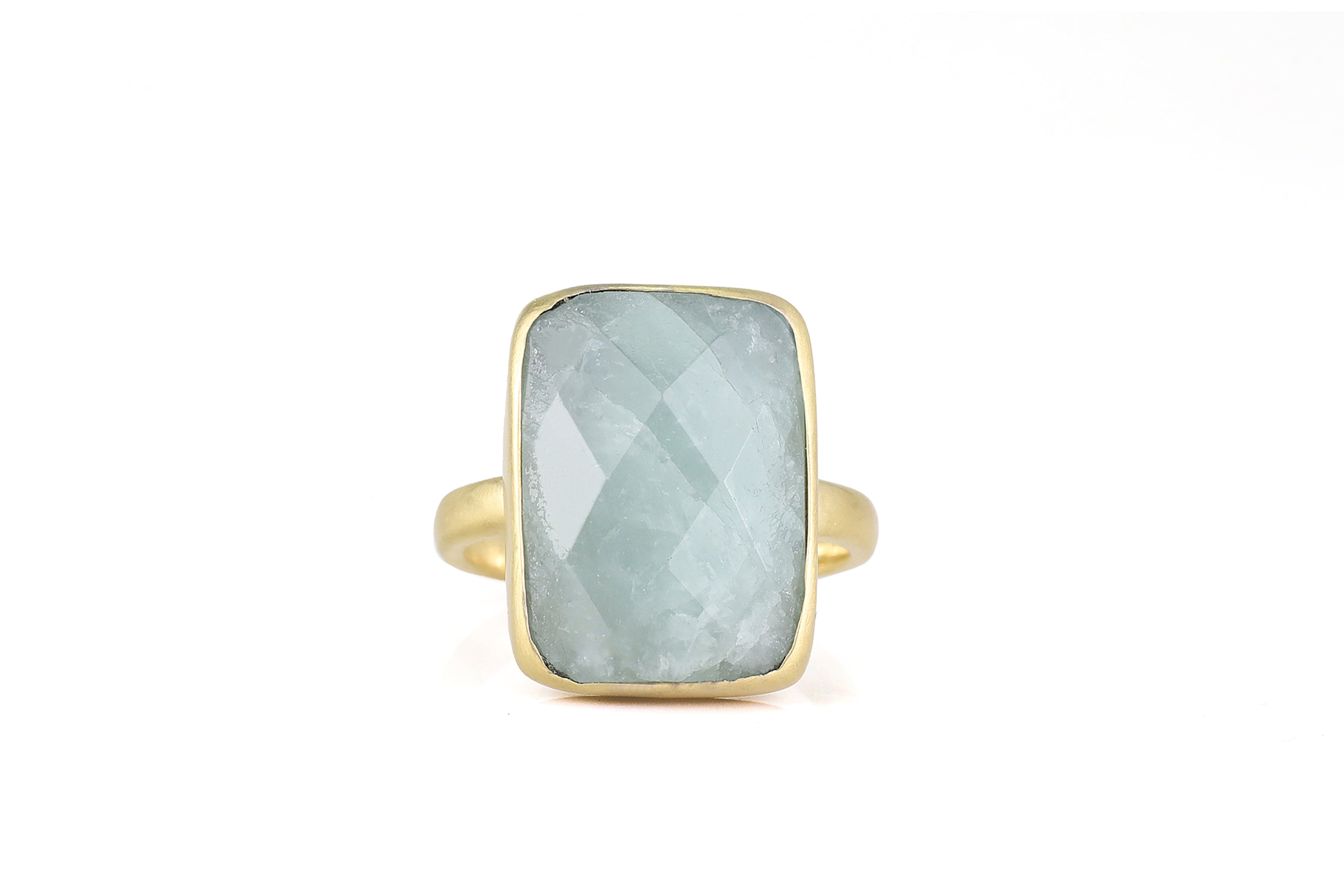 Gold Rectangular Aquamarine Statement Ring Rings Anemone Limited