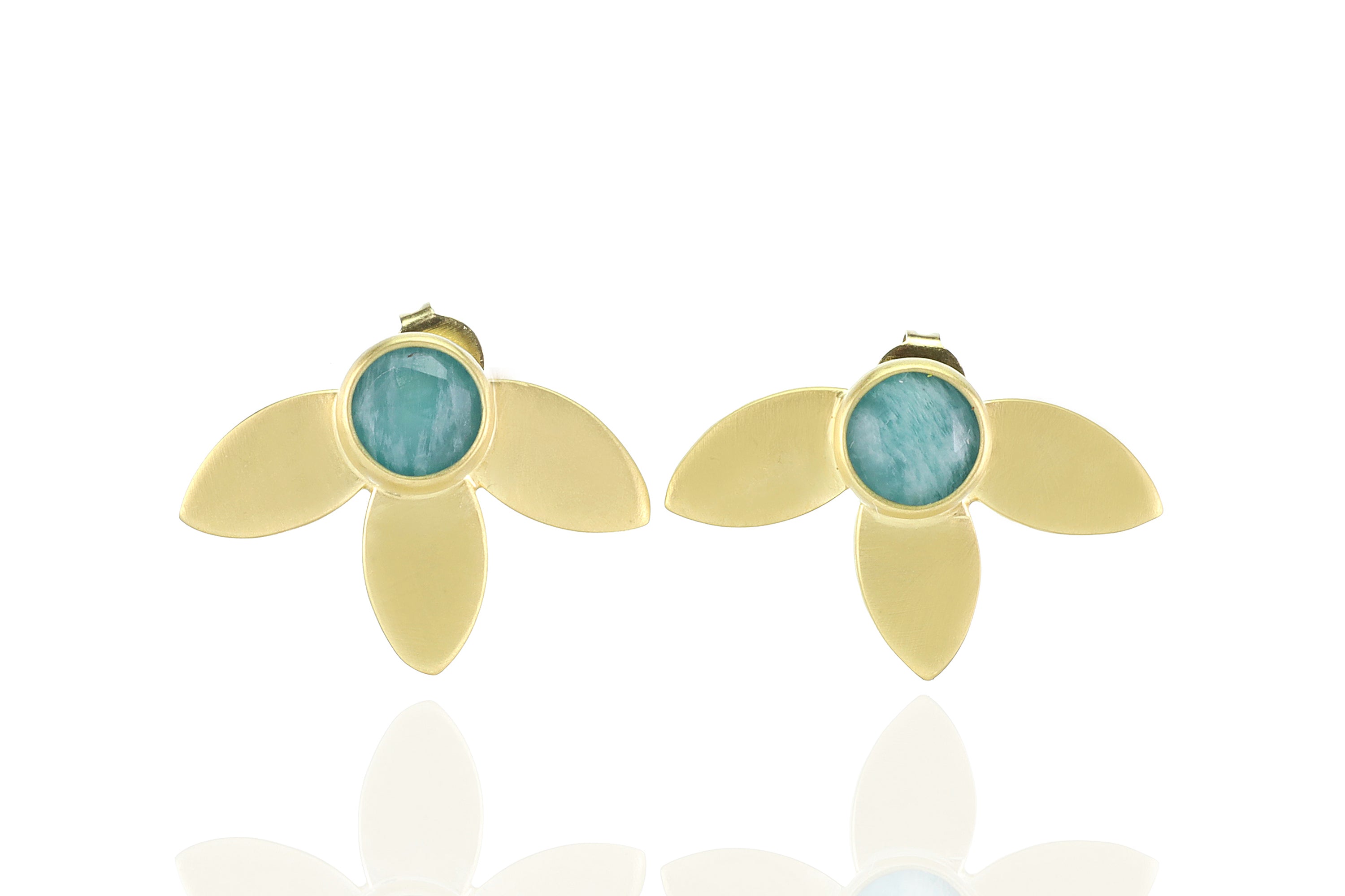 Flower Inspirational Gold Amazonite Earrings Earrings Anemone Limited