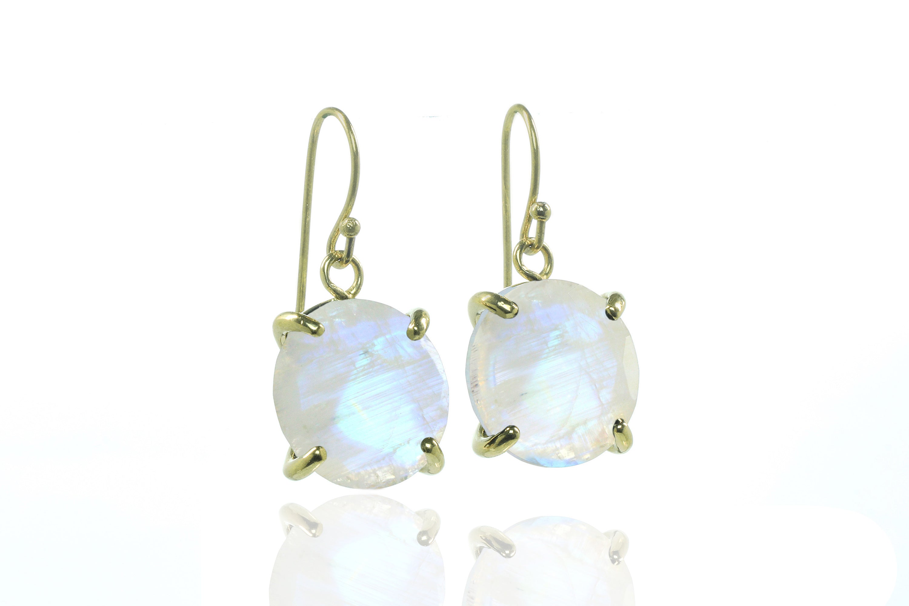 Artisan Moonstone 14k Gold Dangle Earrings Earrings Anemone Jewelry