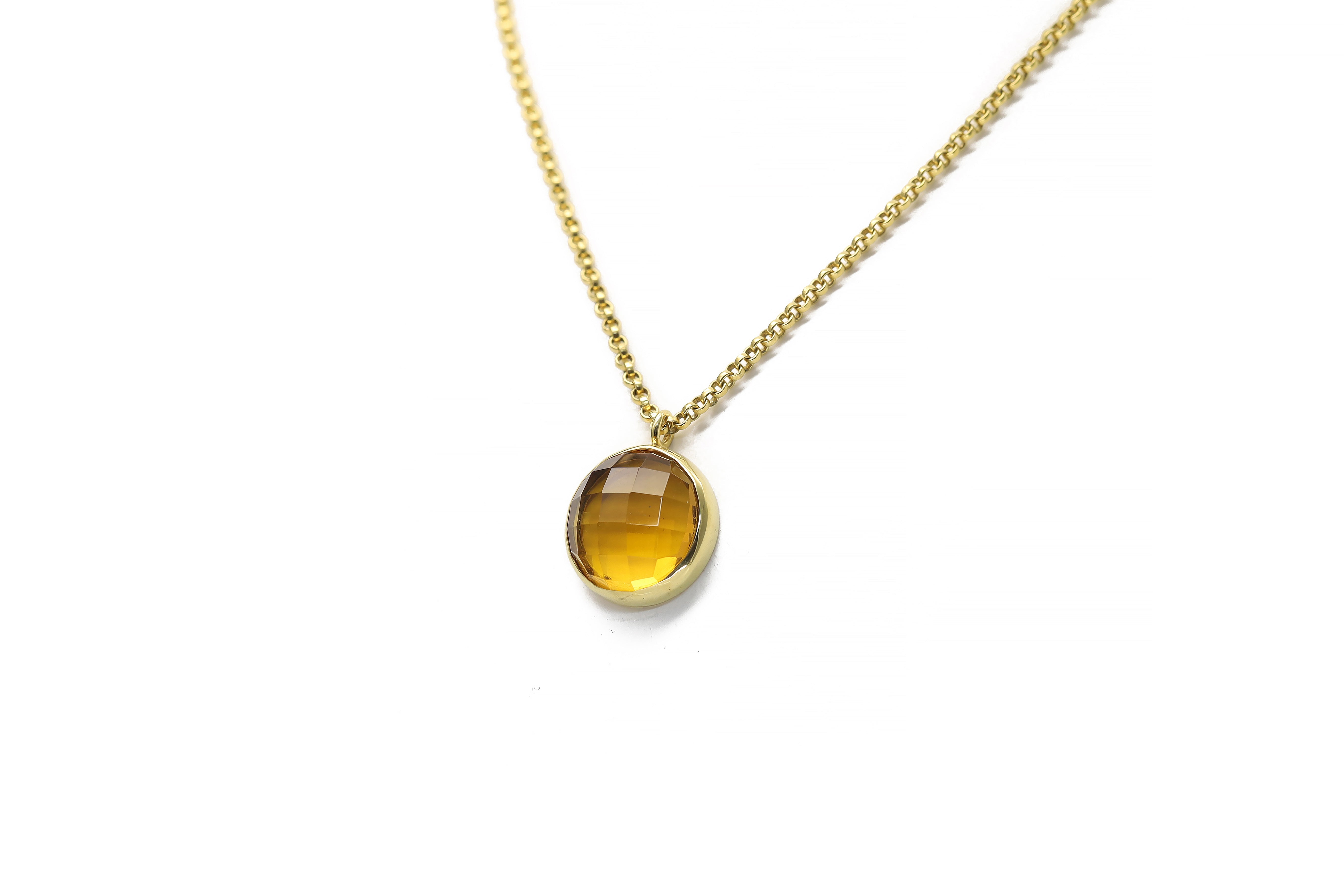 14k Gold Citrine Pendant Bezel Set Necklace necklaces Anemone Limited
