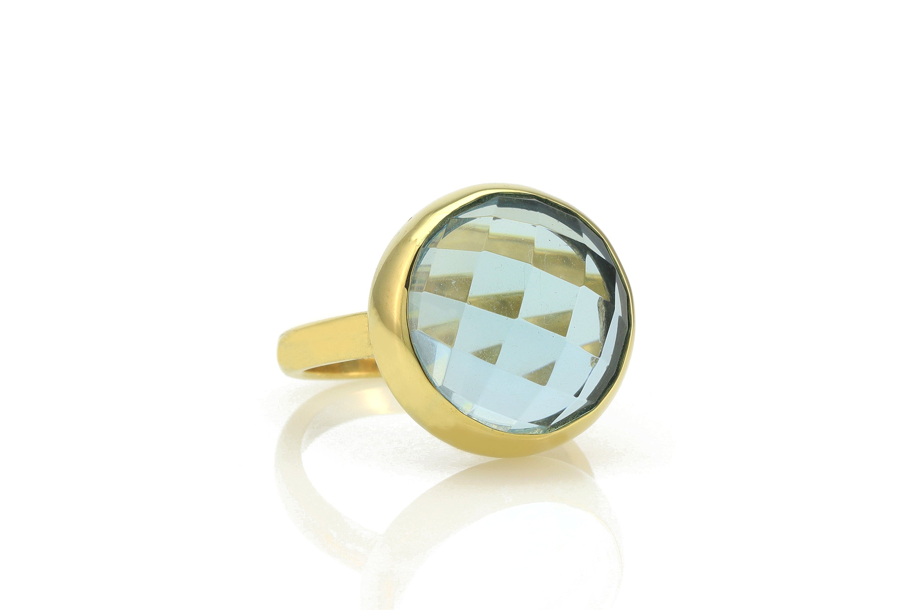 Large Blue Topaz Gold Filled Bezel Set Ring Rings Anemone Limited