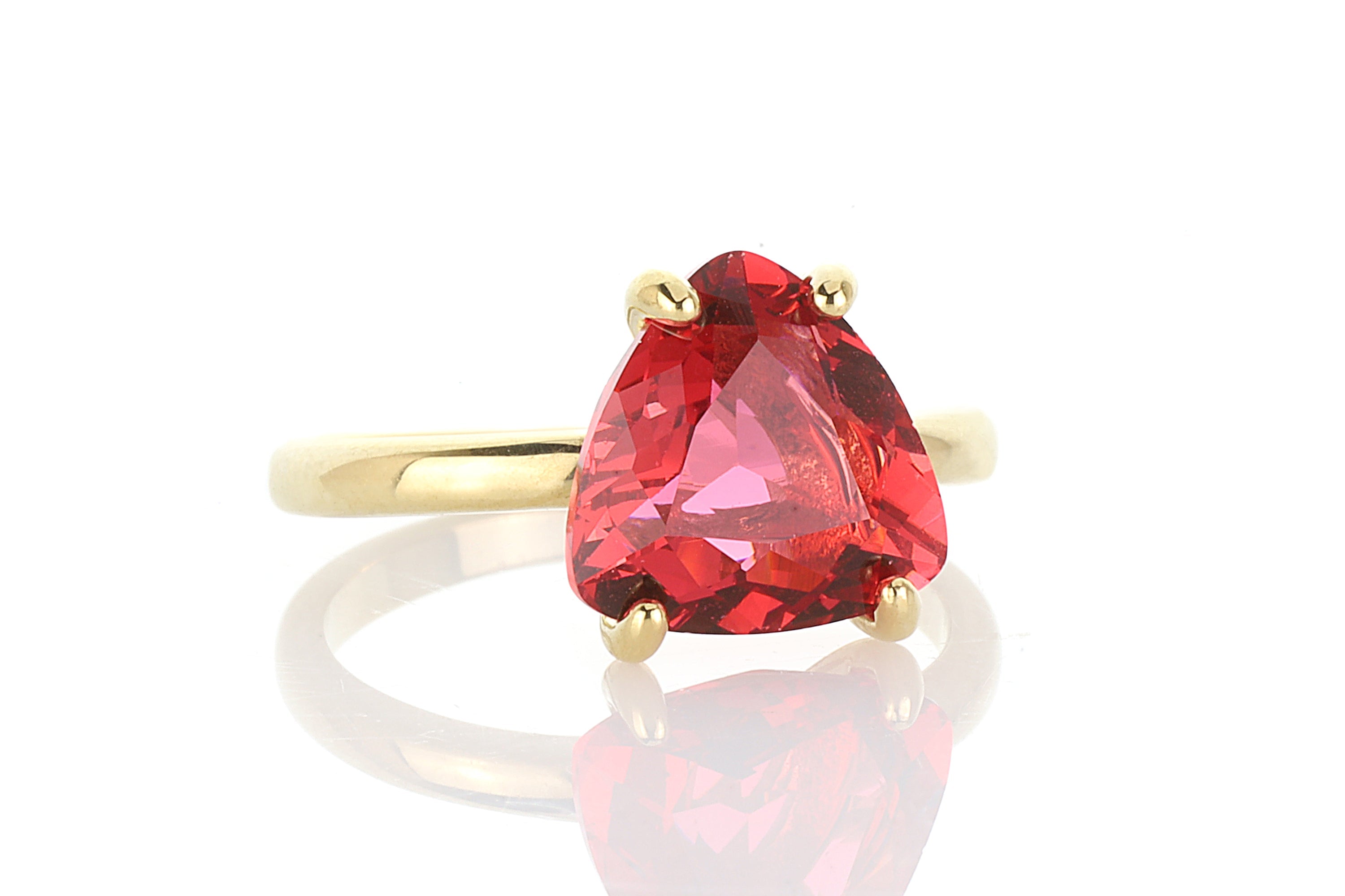 Trillion Cut Pink Tourmaline Gold Ring Rings Anemone Unique