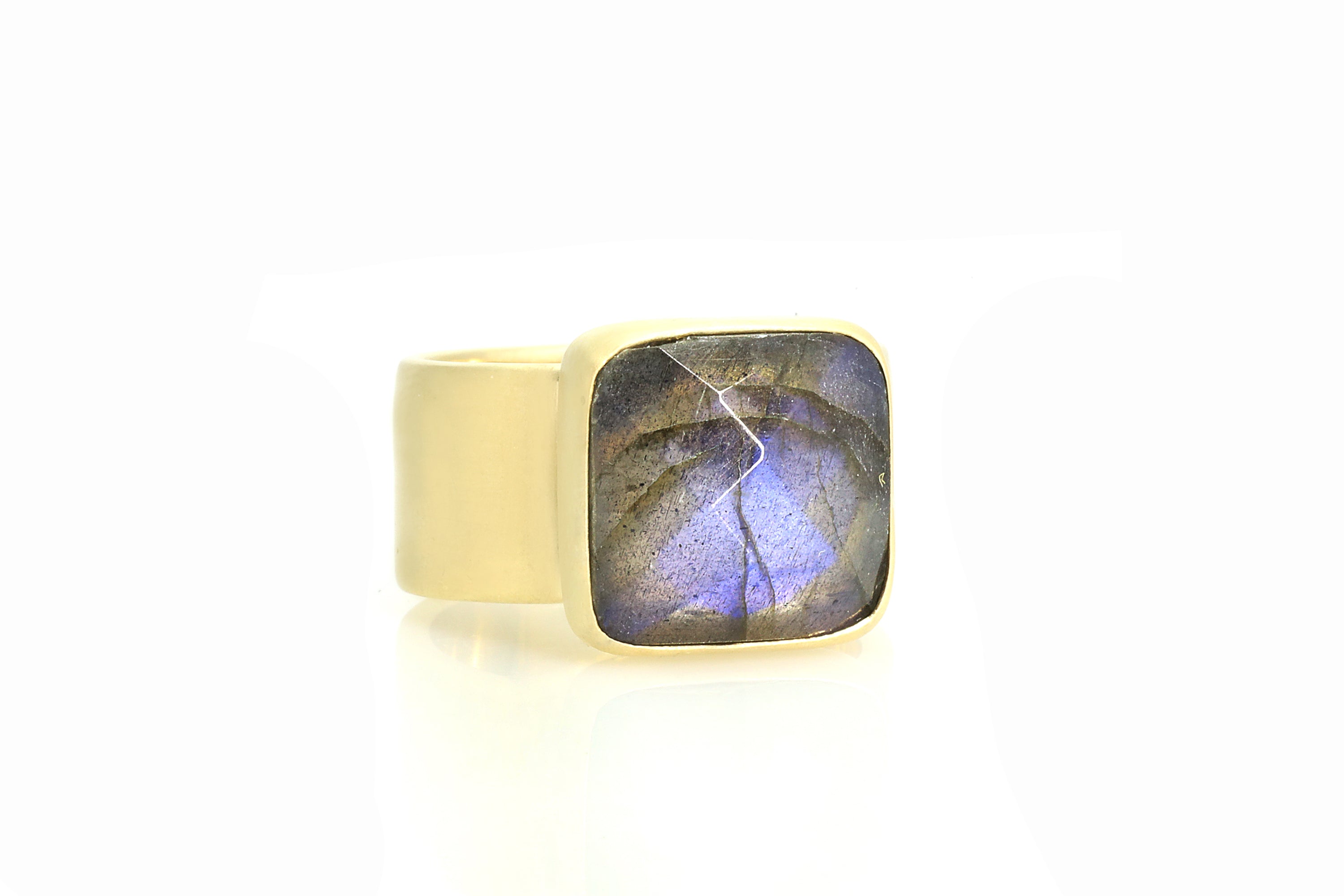 Thick Band Labradorite Square Gold Ring Rings Anemone Limited