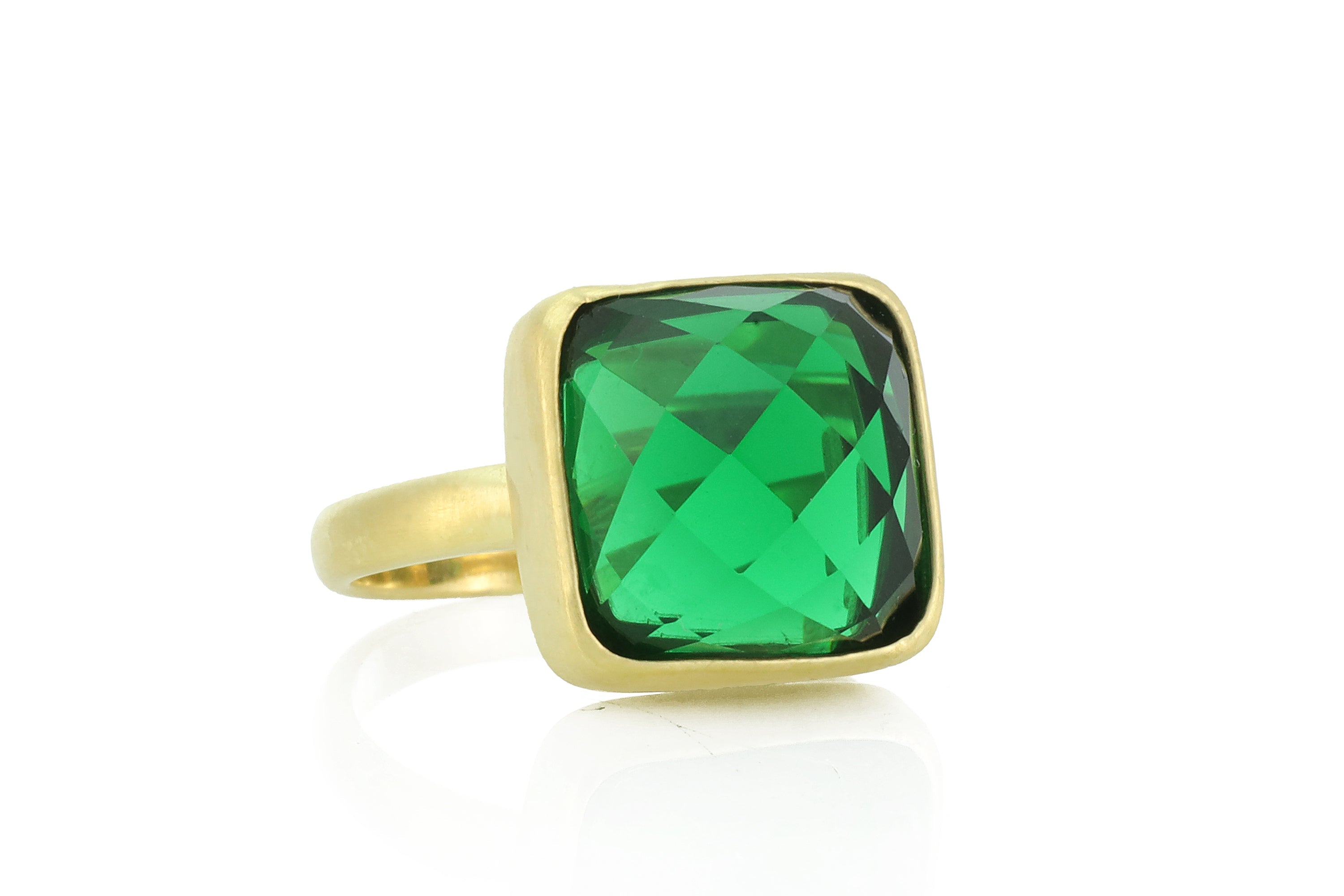 Square Bezel Emerald Gold Ring Rings Anemone Limited