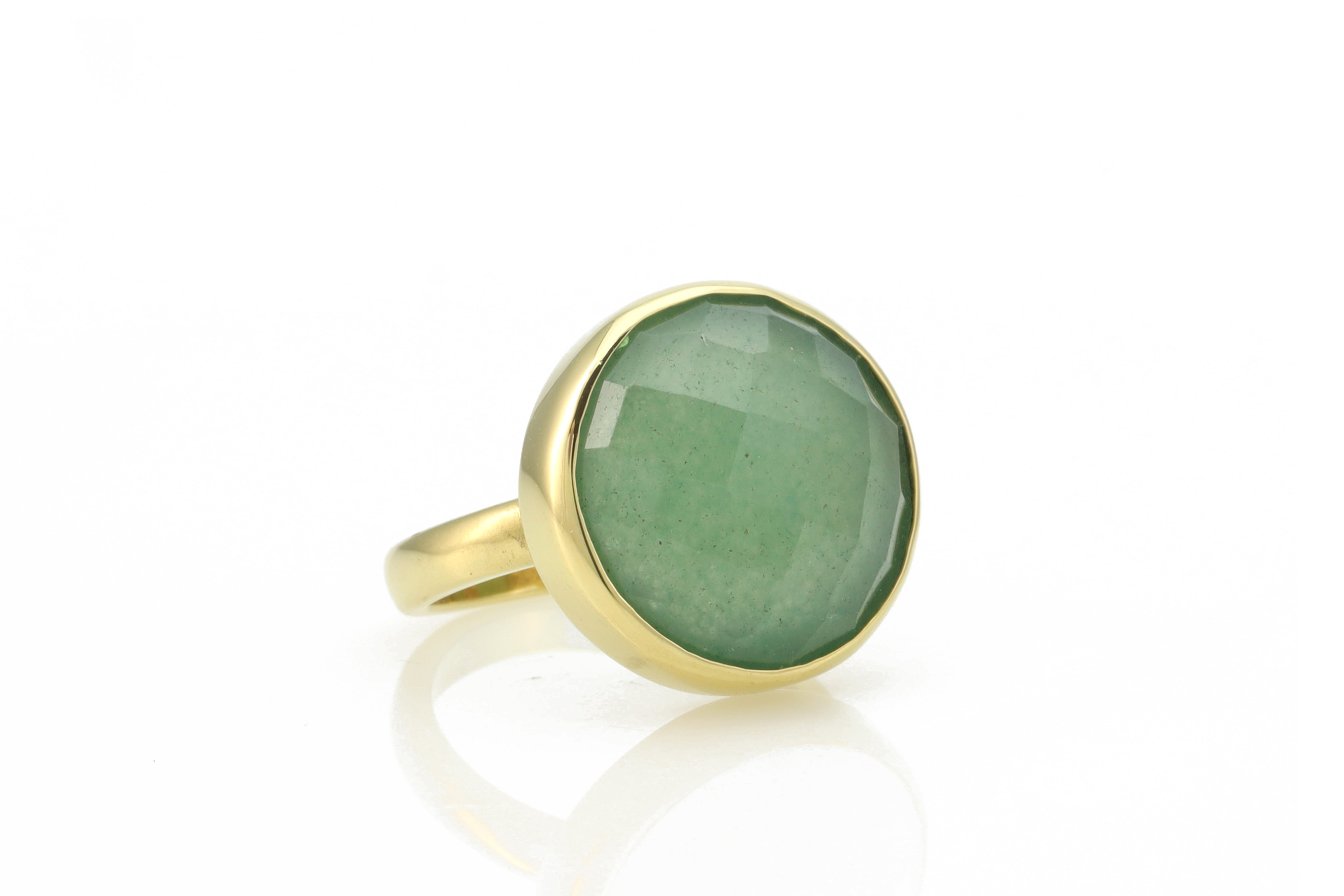 Large Bezel Set Aventurine Statement Ring in Gold Rings Anemone Limited
