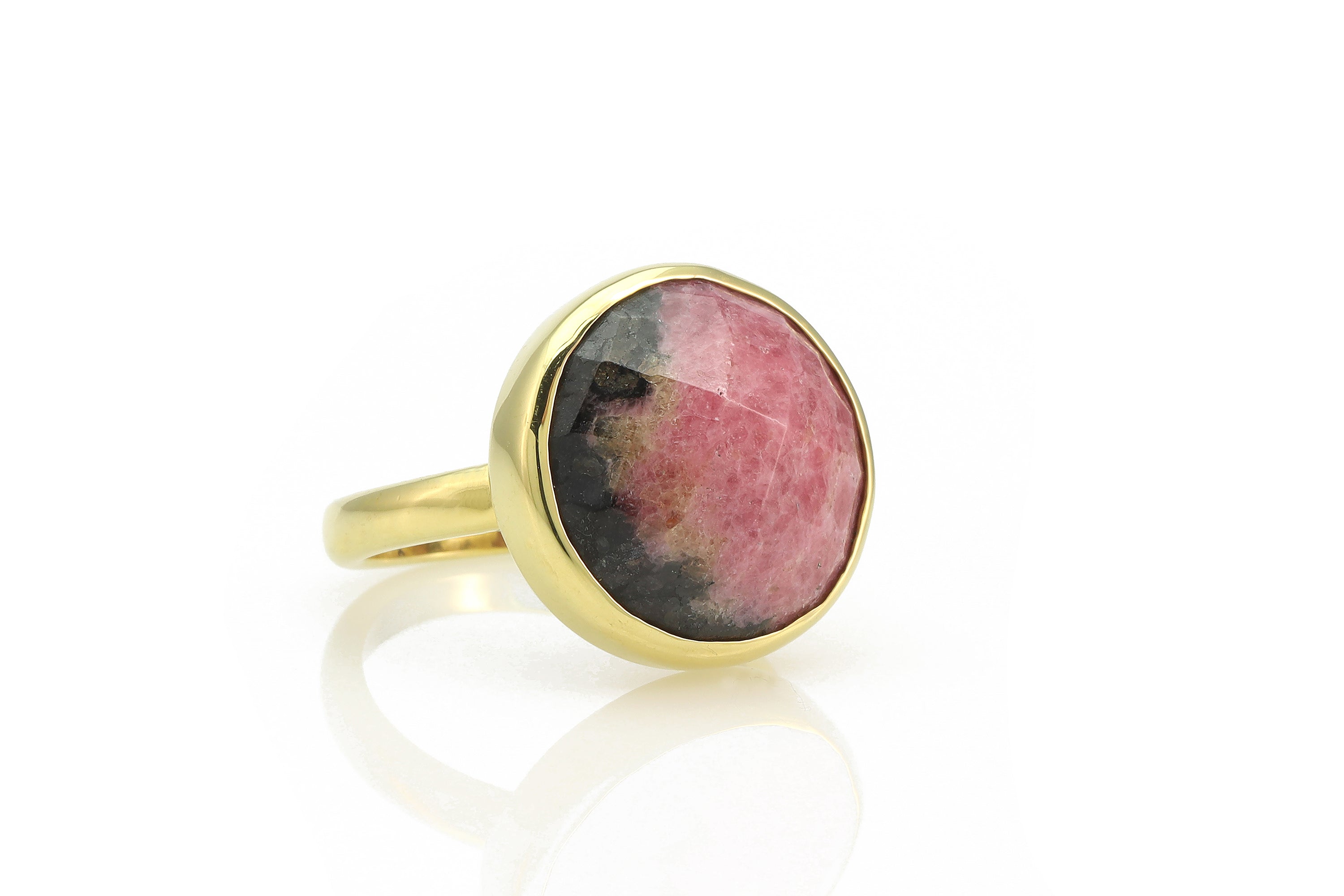 Rhodonite Stone Statement Gold Bezel Ring Rings Anemone Limited