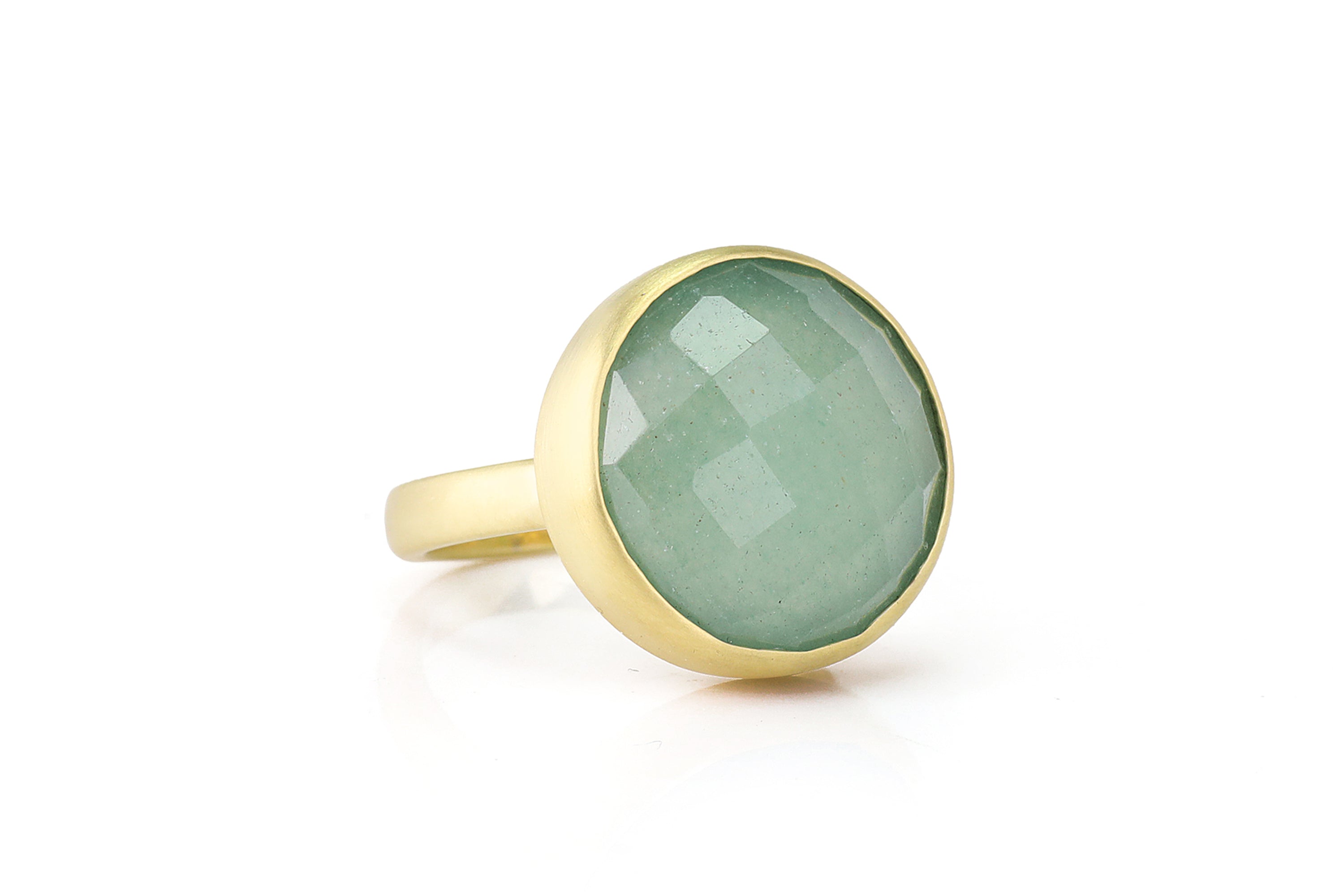 14k Gold Green Aventurine Bezel Ring Rings Anemone Limited