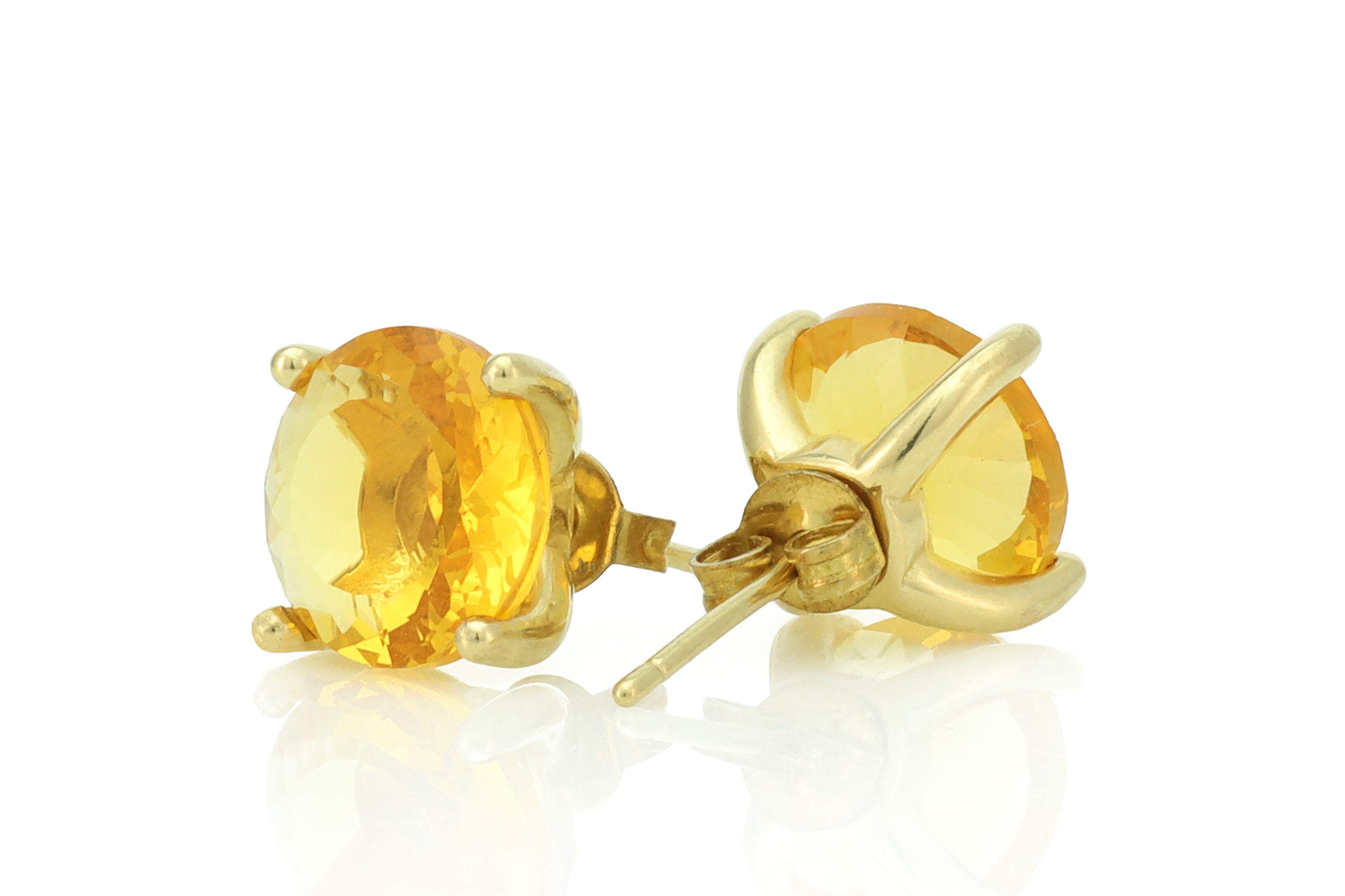 Round Citrine Earrings in Silver Studs Earrings Anemone Unique