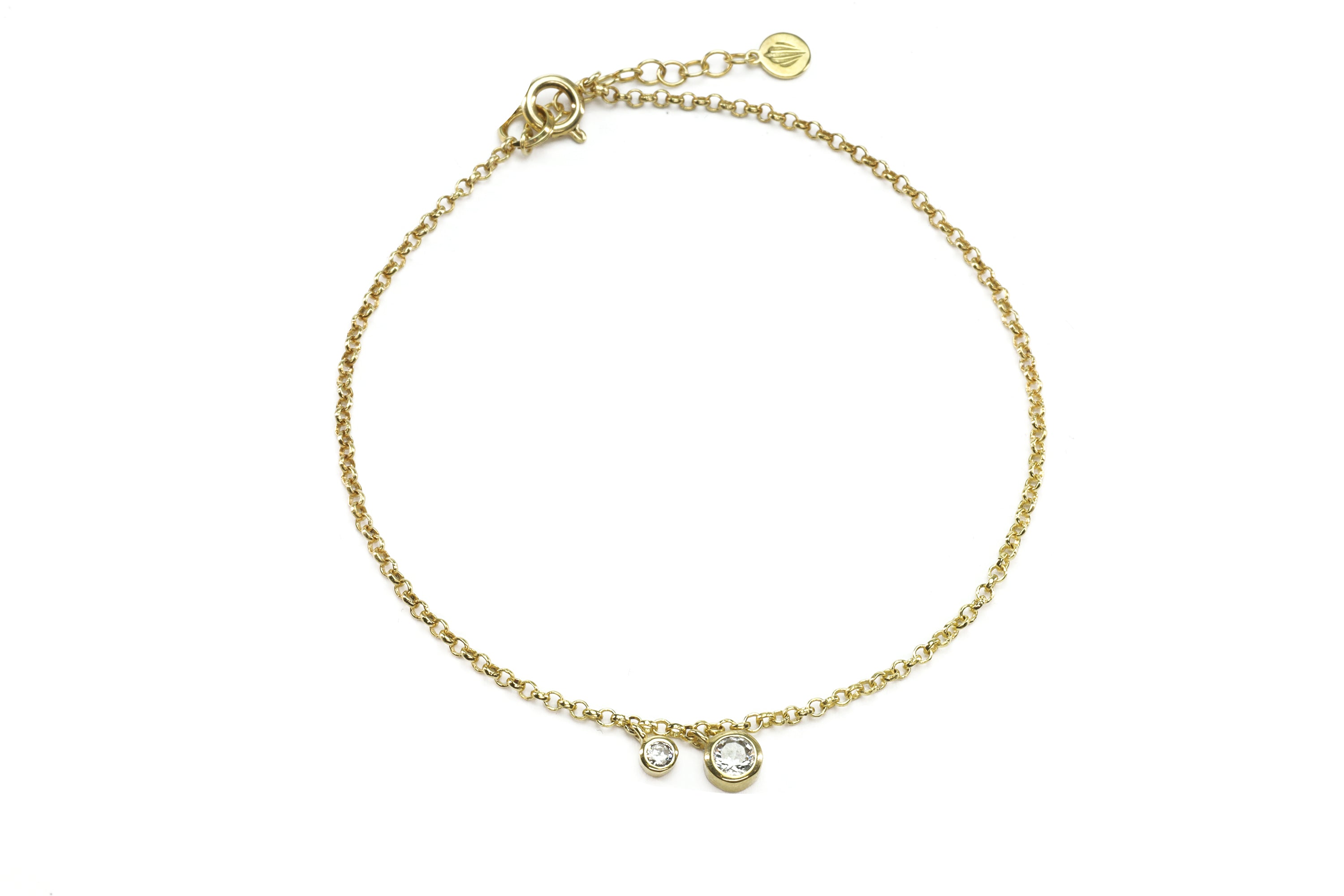 Minimalist Gold Anklet with Cubic Zirconia Charms Anklet Anemone Unique