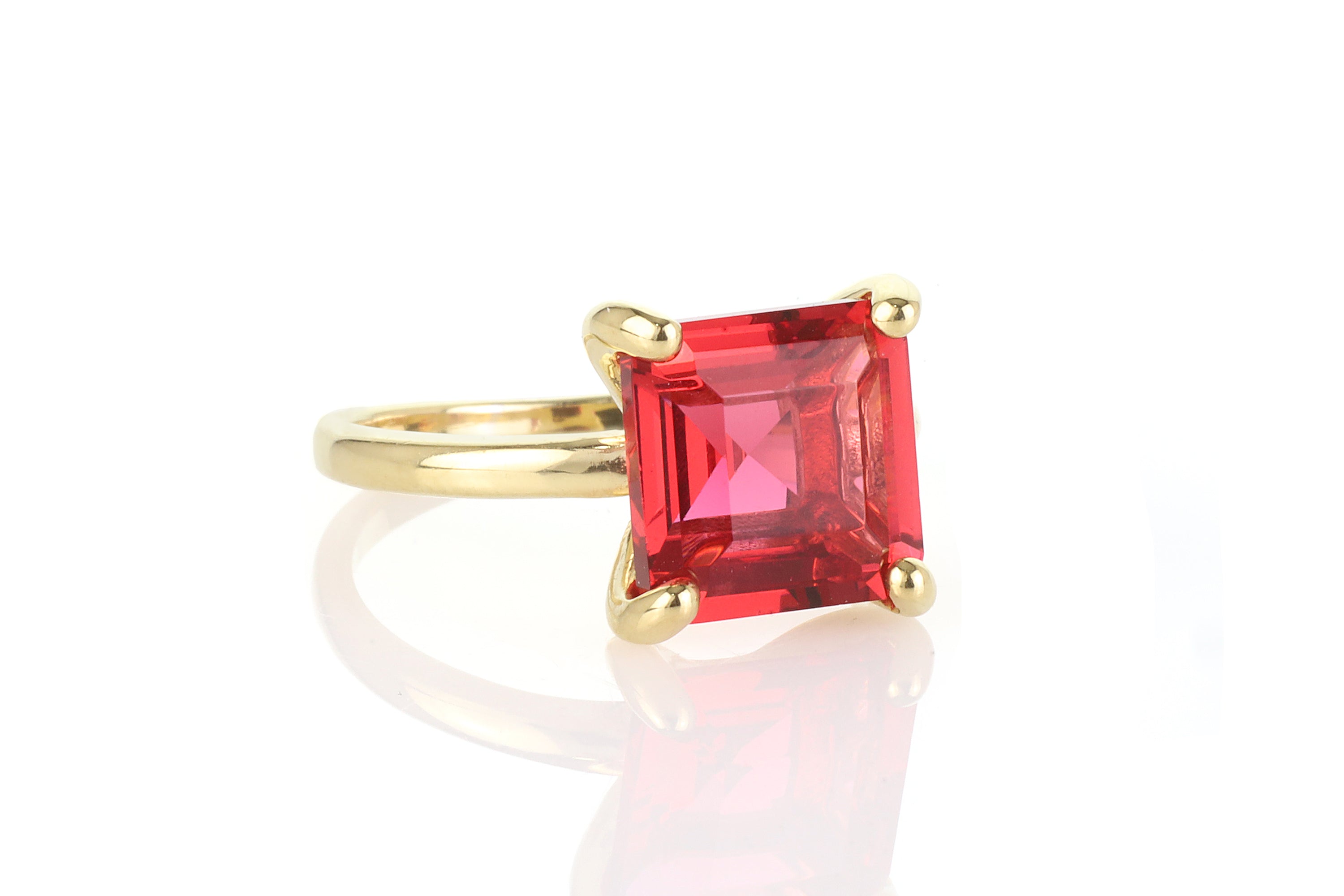 14k Square Cut Pink Tourmaline Ring Rings Anemone Unique