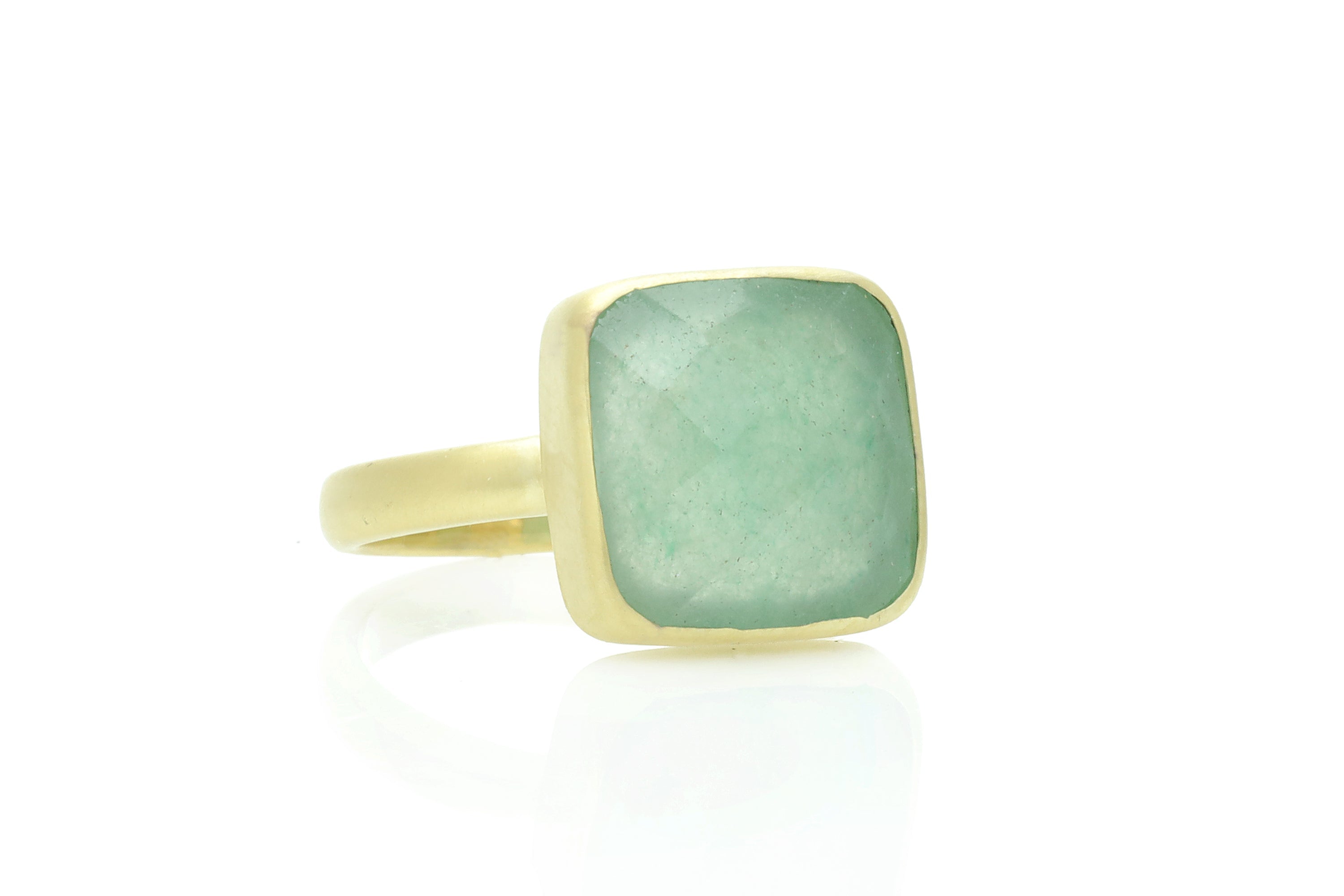 Green Aventurine Square Cut Gold Ring Rings Anemone Limited