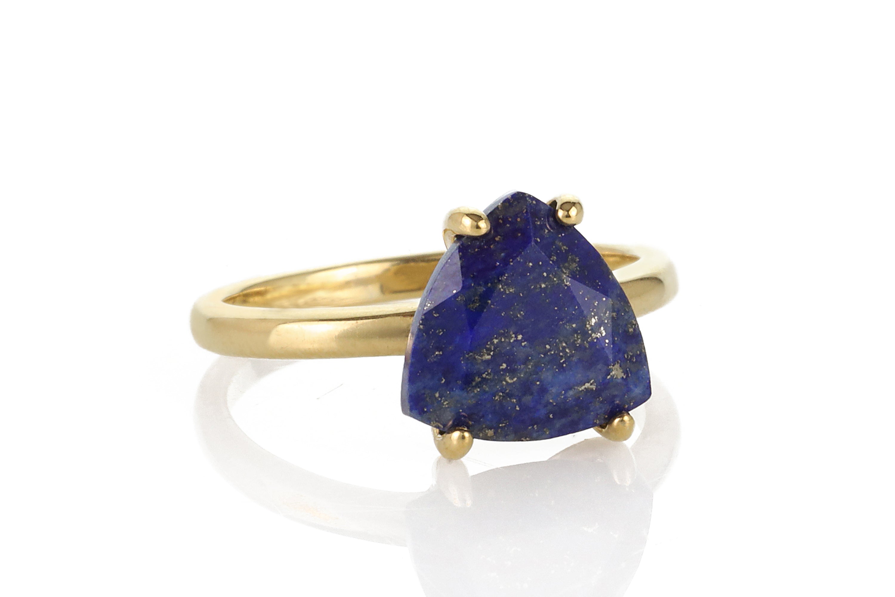 Trillion Cut 18K Gold Lapis Lazuli Ring Rings Anemone Unique