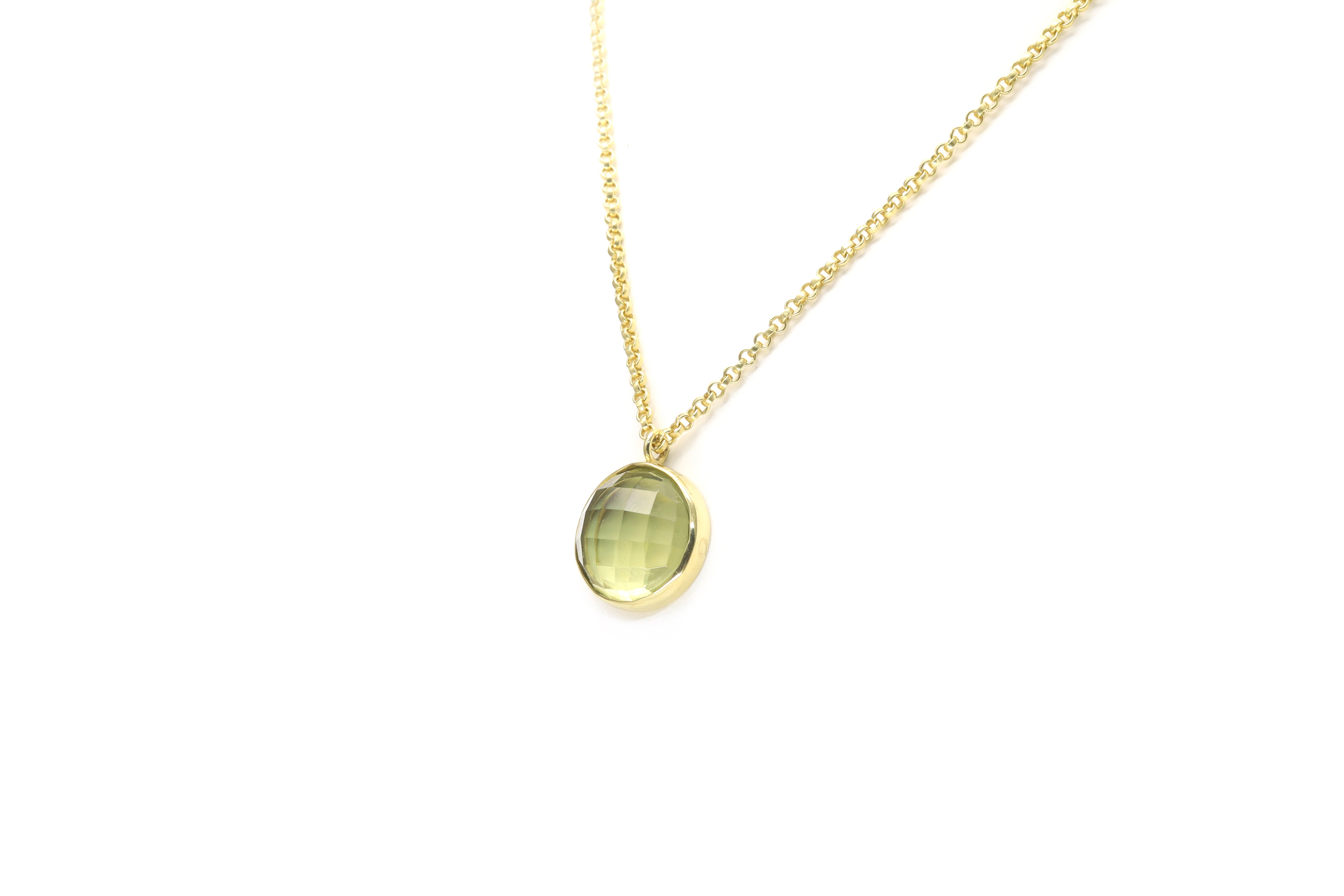 Bezel Set Lemon Quartz Pendant Necklace in Gold necklaces Anemone Limited