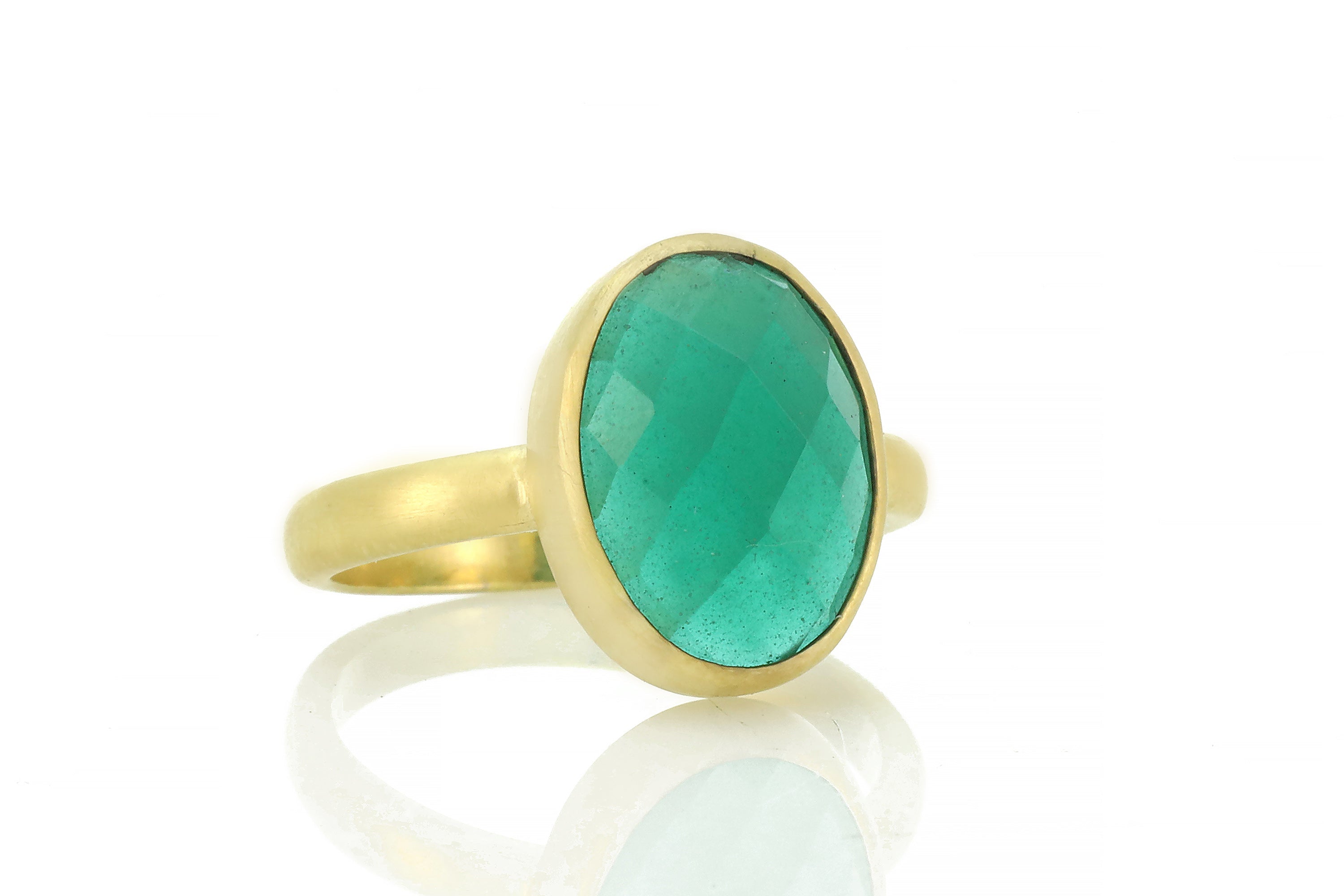 Elegant Oval Cut Green Onyx Gold Ring Rings Anemone Limited