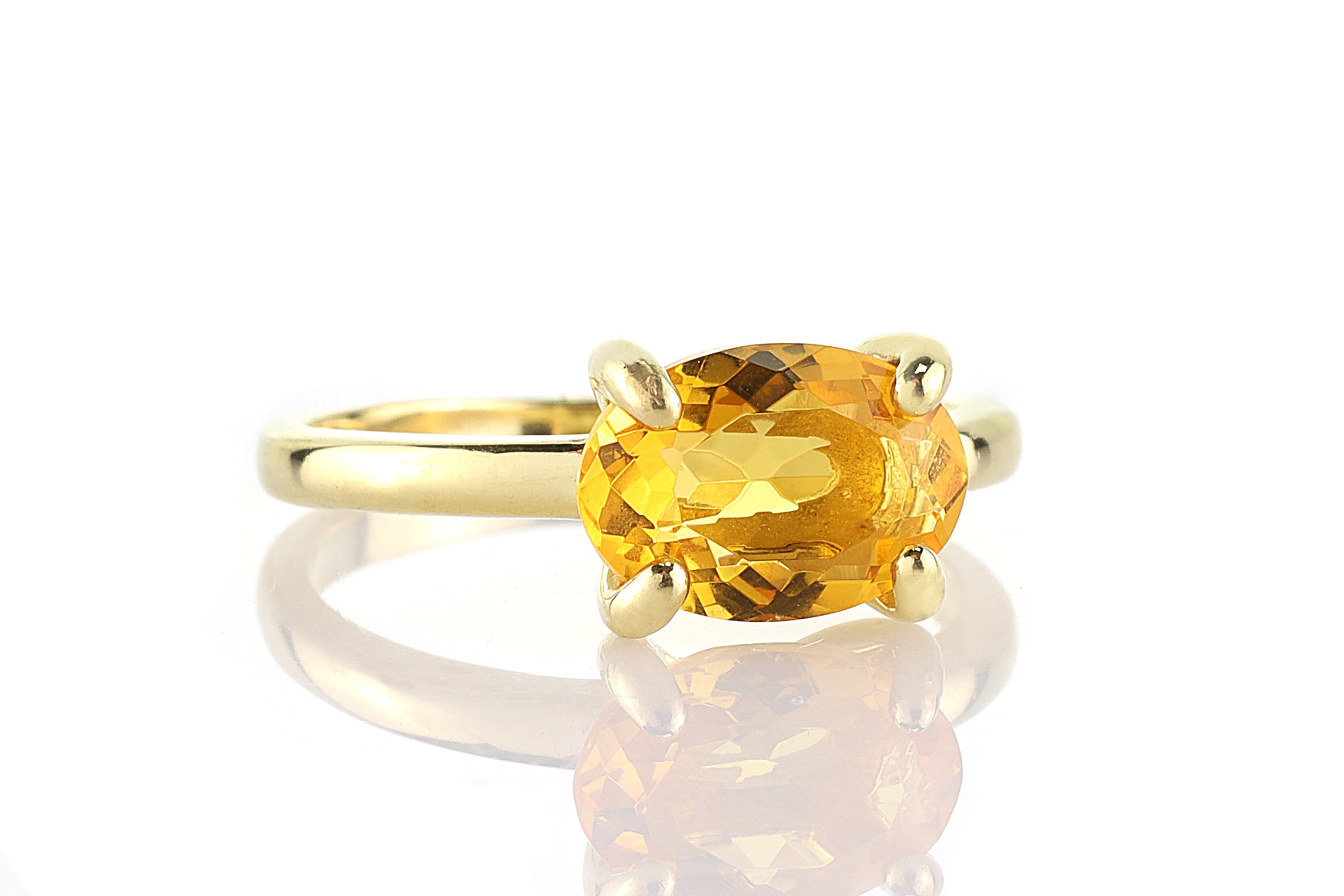 Exquisite 925 Sterling Silver Citrine Ring Rings Anemone Unique