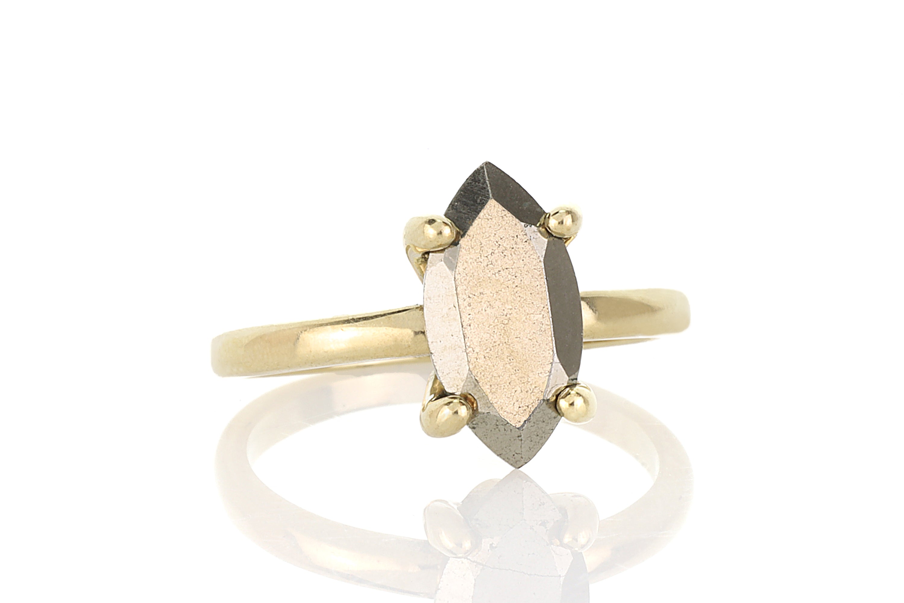Delicate Iron Pyrite Ring in 14k Gold Rings Anemone Unique