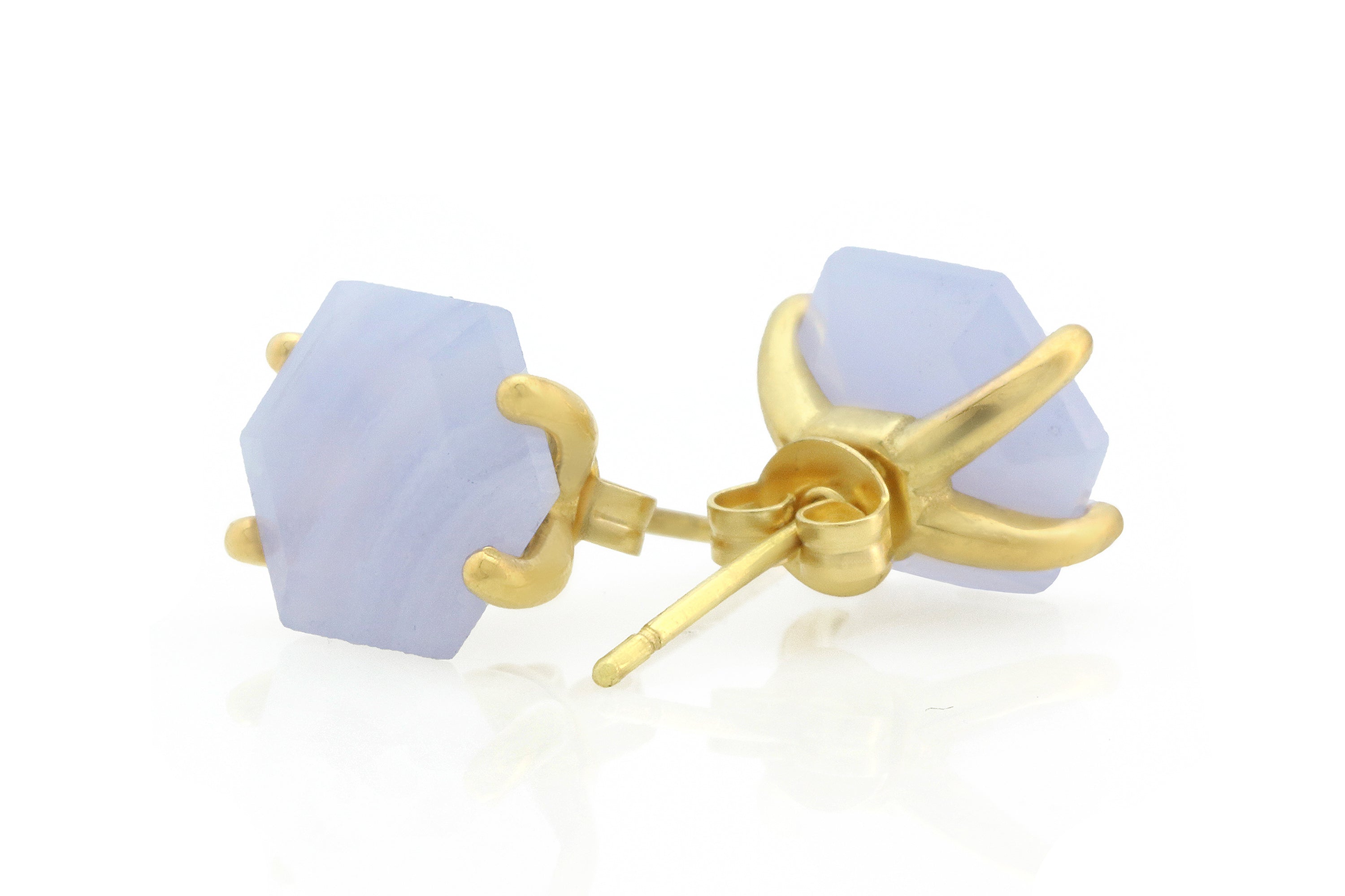 Lovely Blue Lace Agate Gold Earrings Earrings Anemone Unique