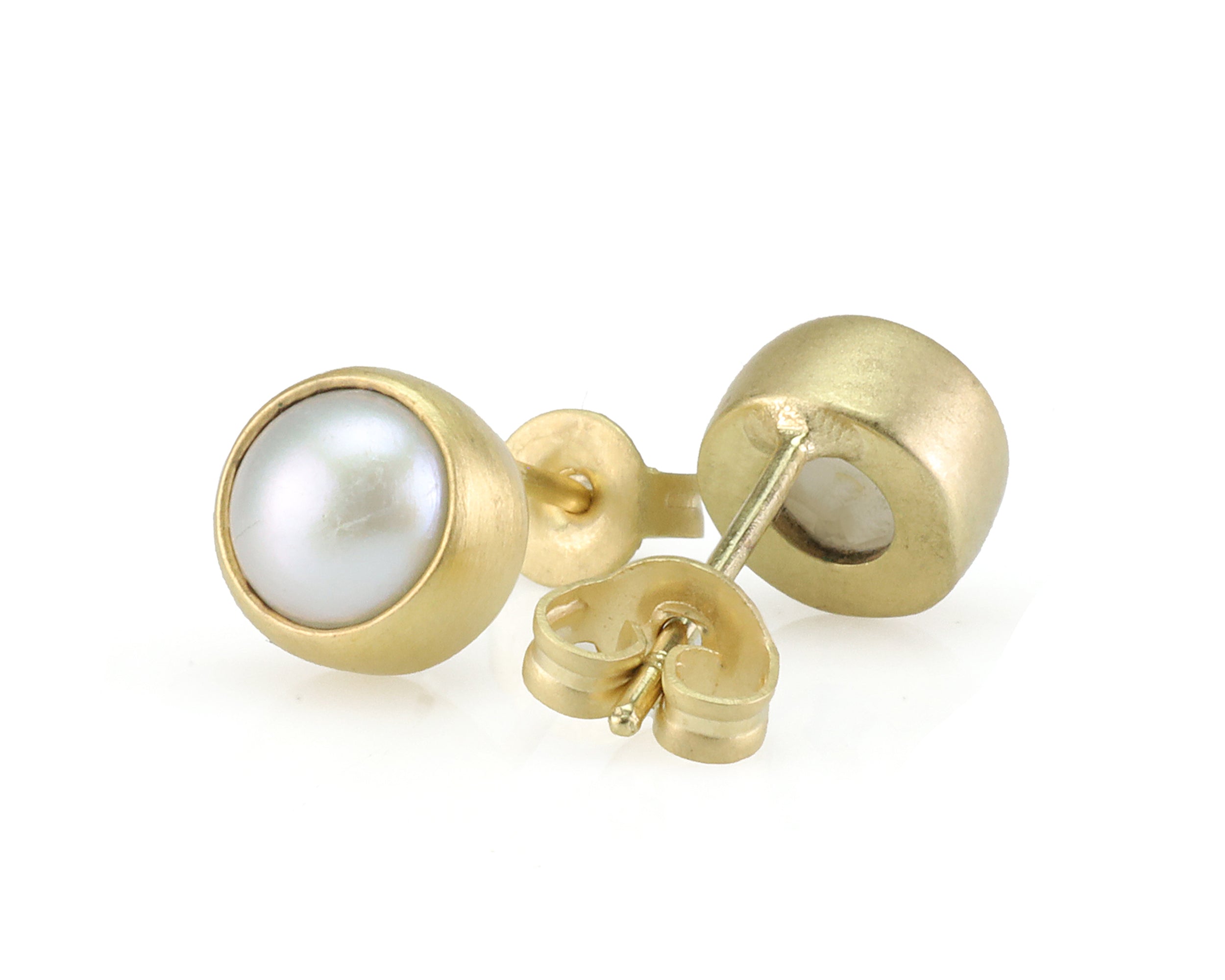 Gold White Pearl 6mm Stud Gold Earrings Earrings Anemone Limited